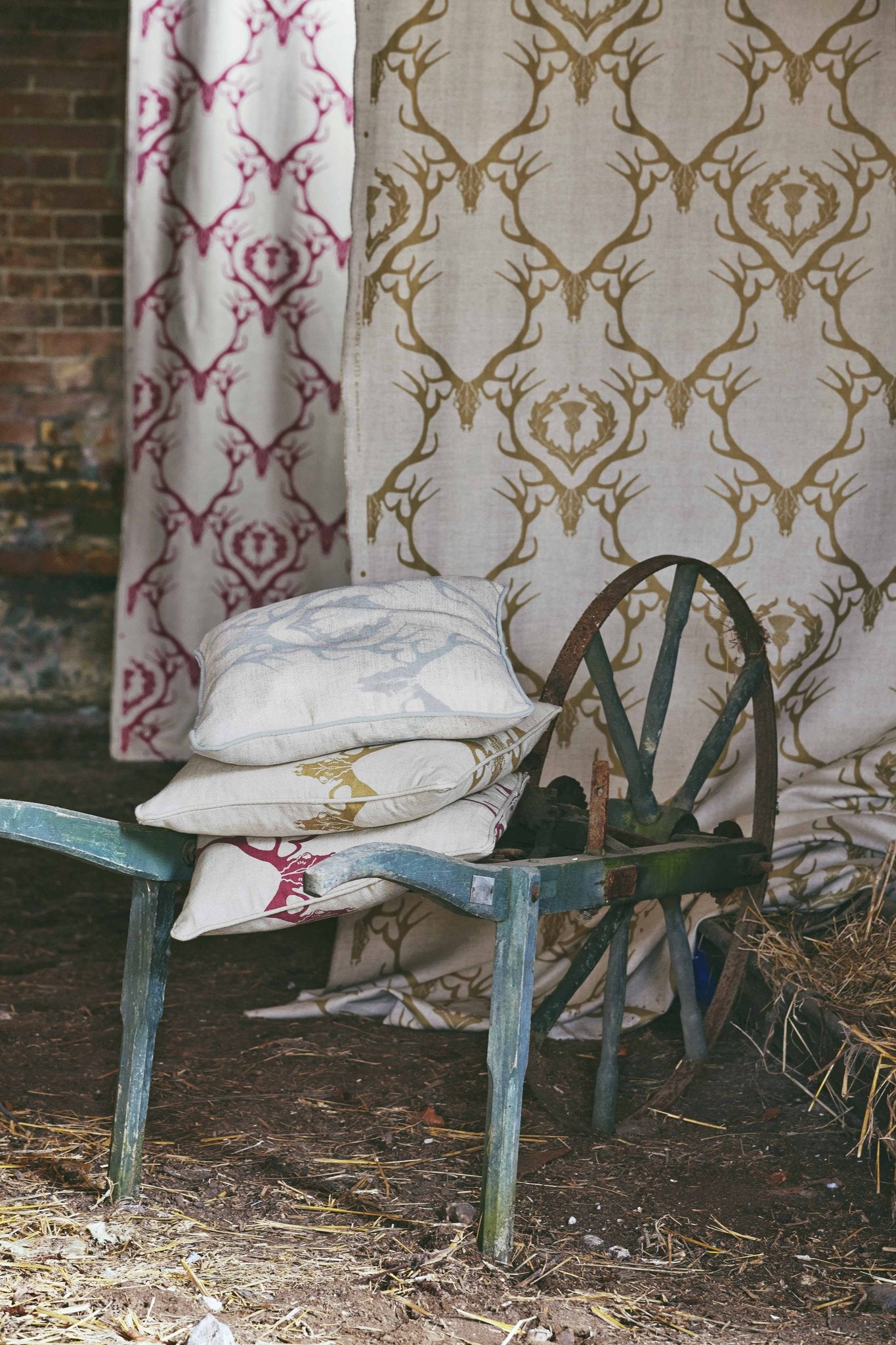 Deer Damask Roman Blind | Made to Measure | Claret