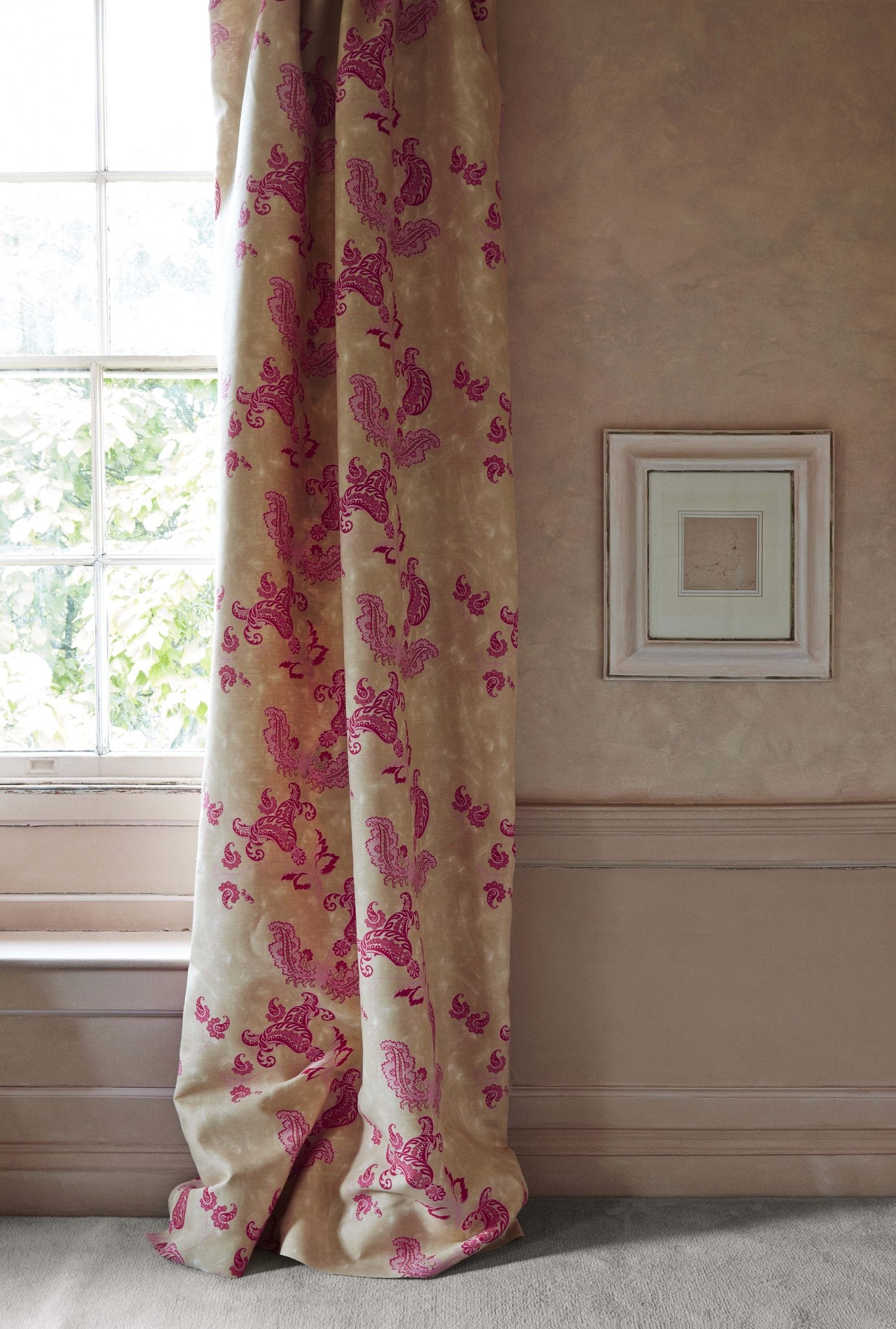 Paisley Curtains | Made to Measure | Hot Pink On Tea Stain