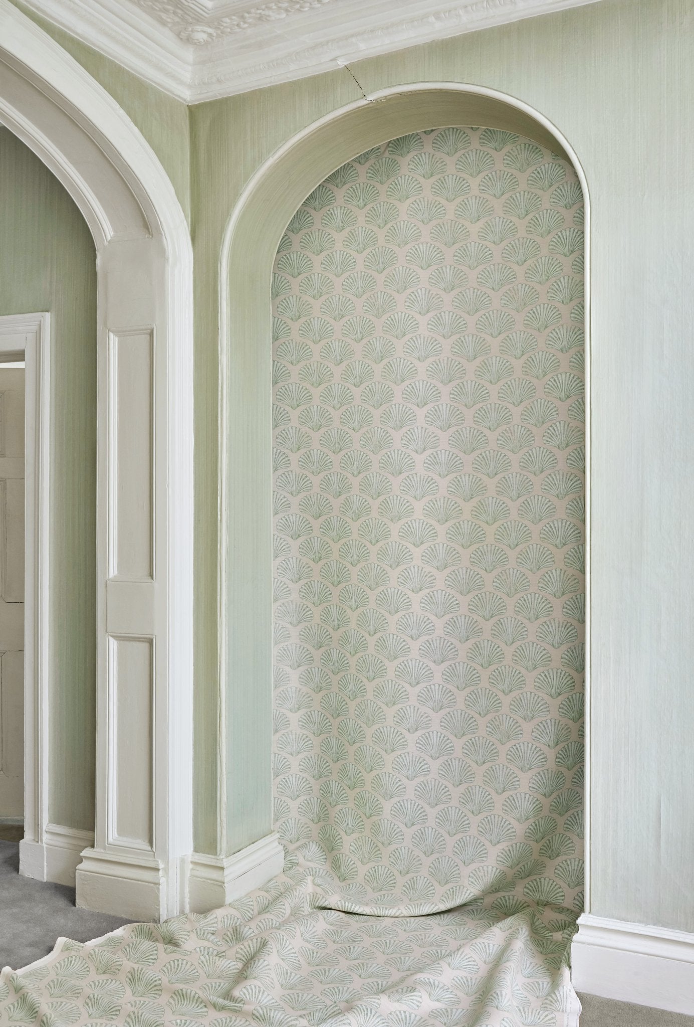 Scallop Shell Curtains | Made to Measure | Plaster / Green