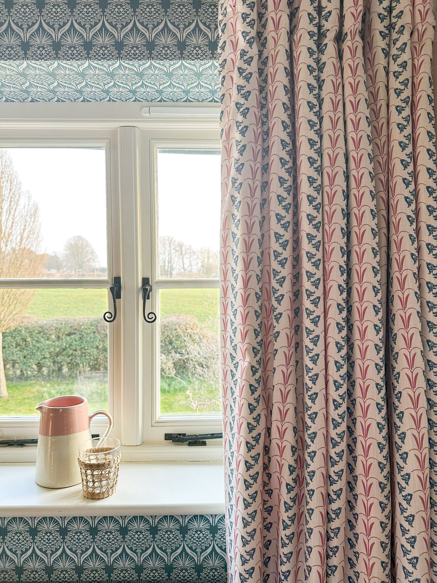 Bluebells Curtains | Made to Measure | Blue/Raspberry