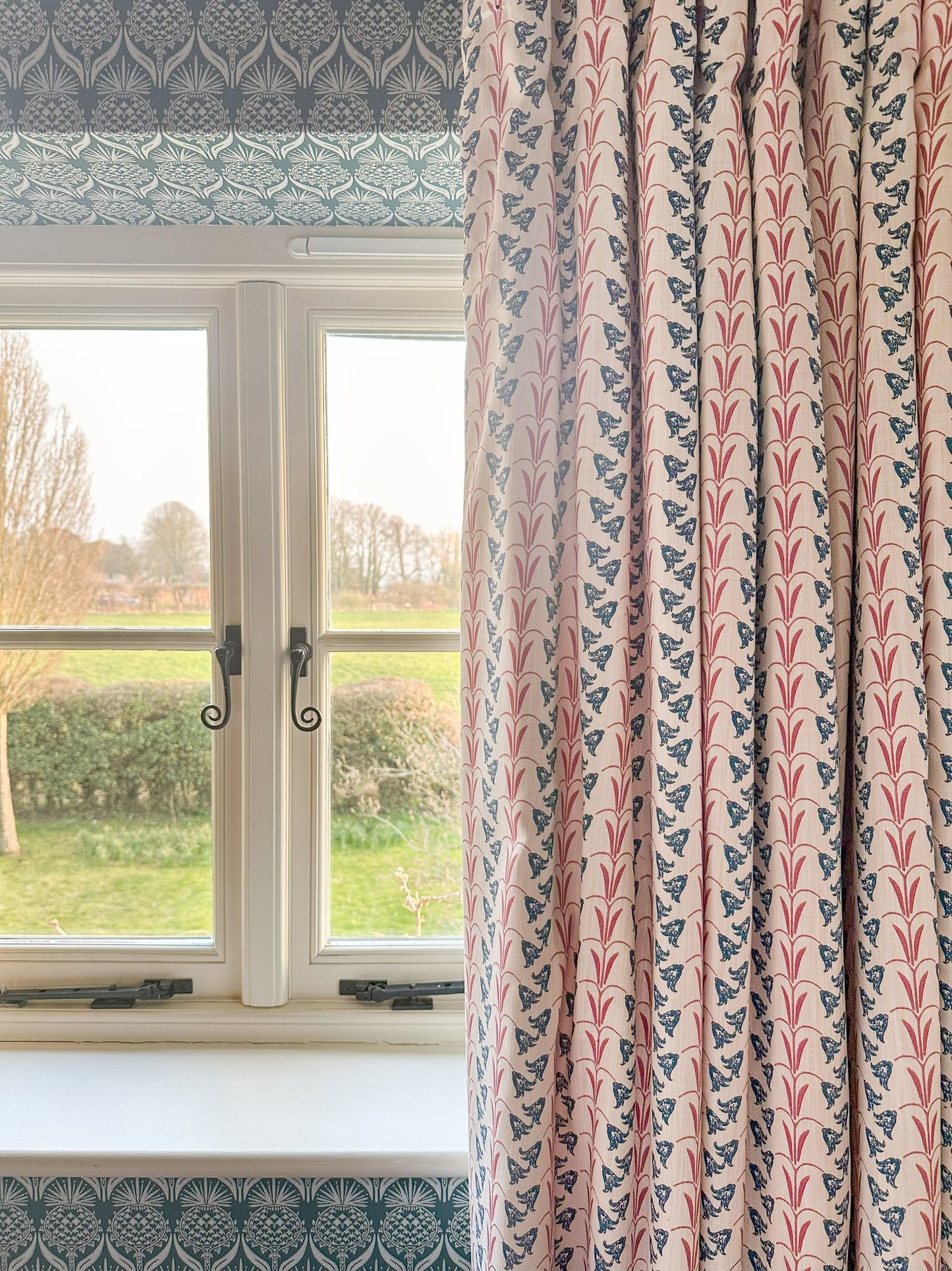 Bluebells Curtains | Made to Measure | Blue/Raspberry