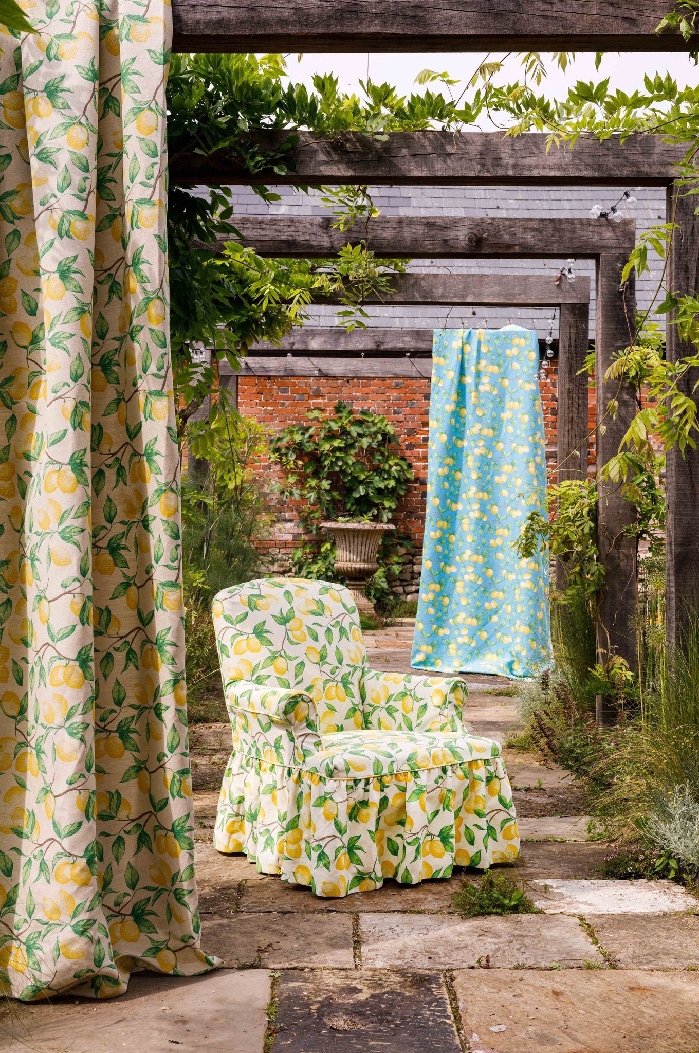 Capri Lemon Curtains | Made to Measure | Azure Blue