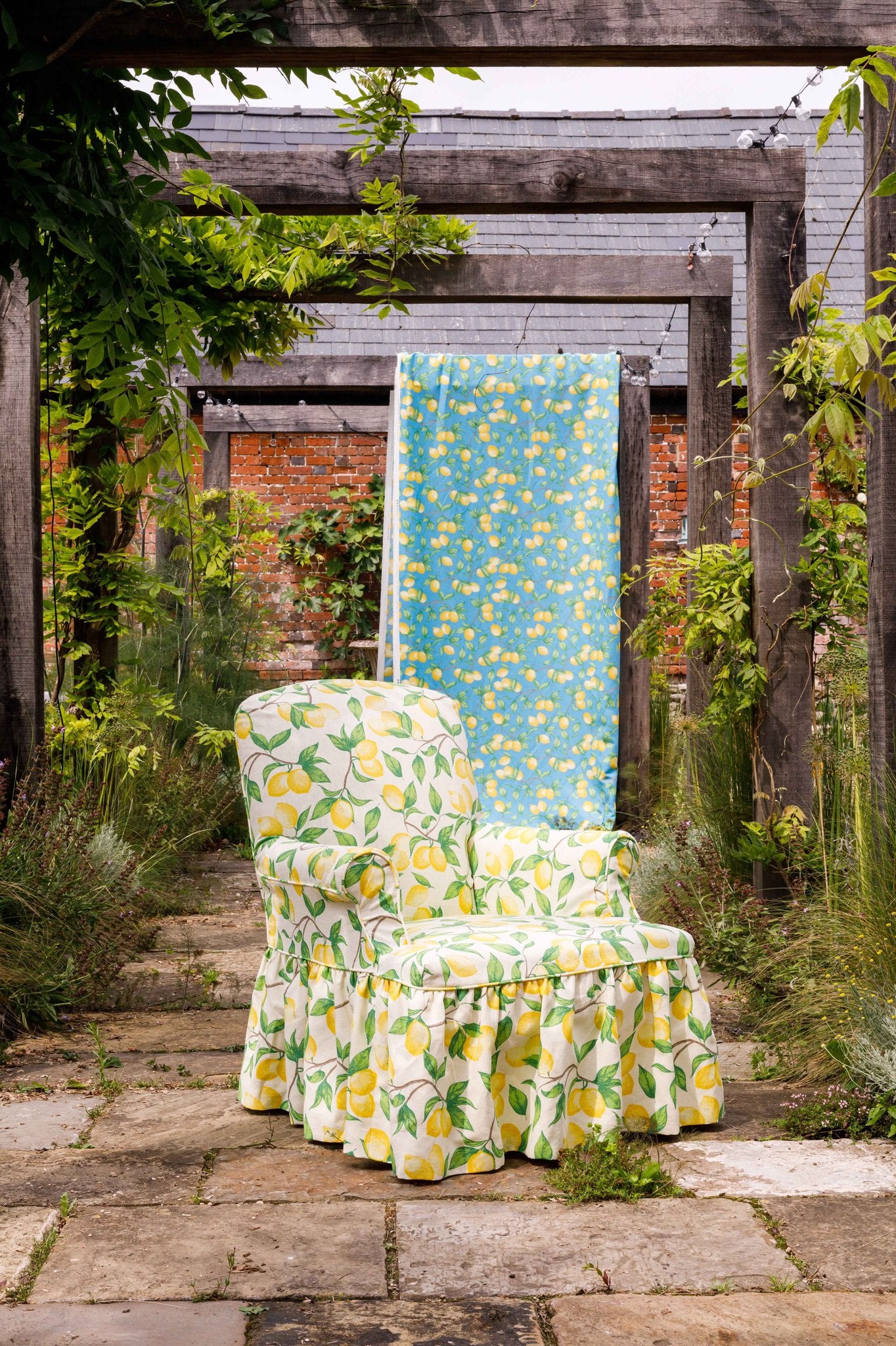 Capri Lemon Roman Blind | Made to Measure | Azure Blue