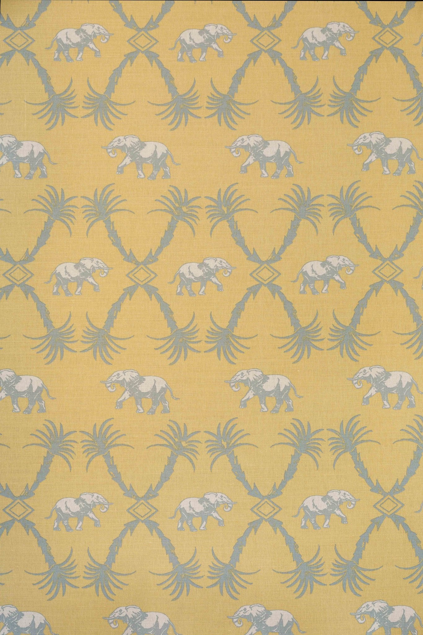 Elephant Palm Curtains | Made to Measure | Ochre/Blue