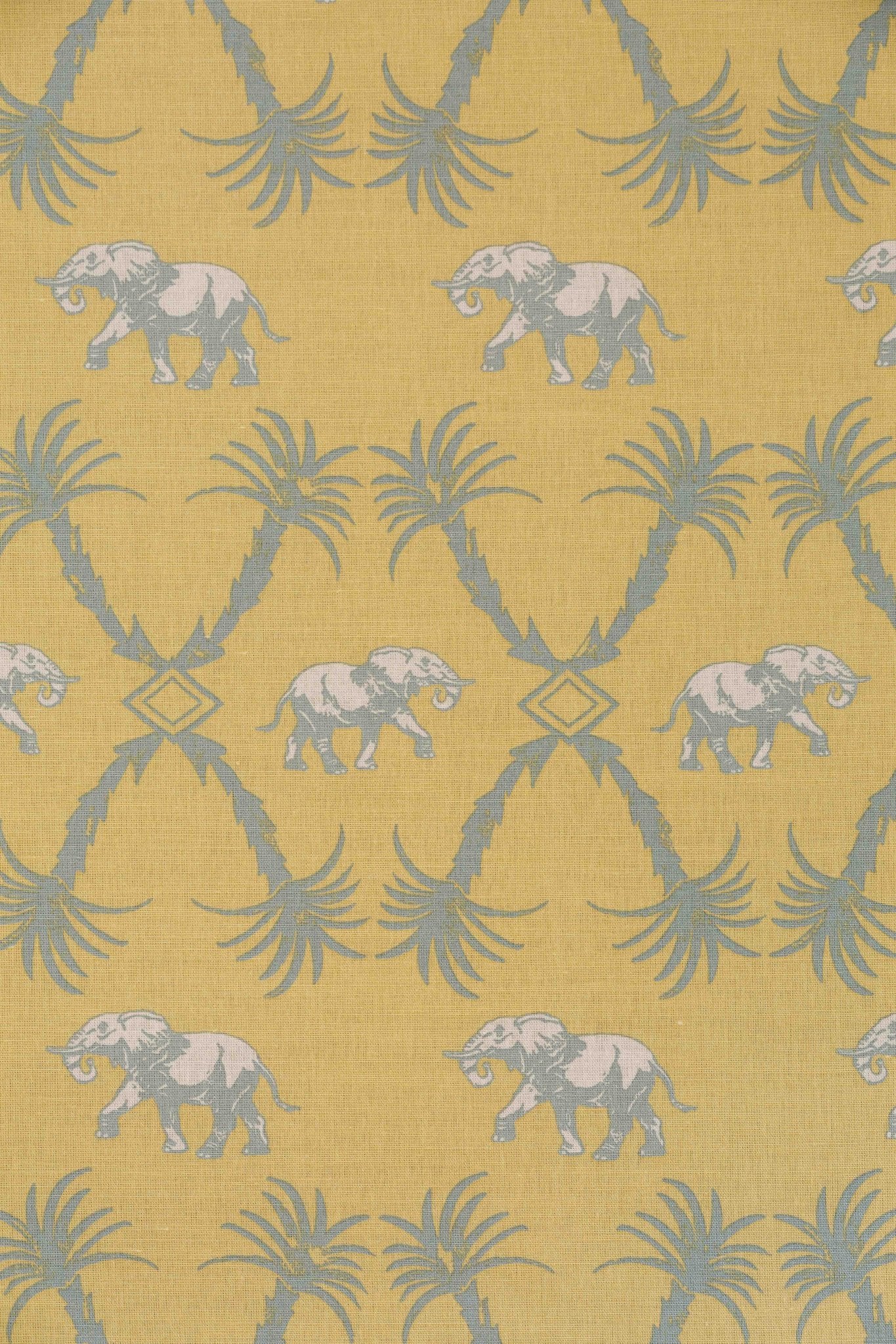 Elephant Palm Curtains | Made to Measure | Ochre/Blue