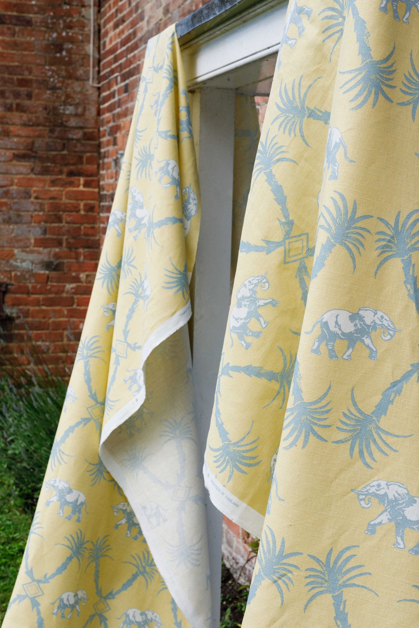 Elephant Palm Curtains | Made to Measure | Ochre/Blue