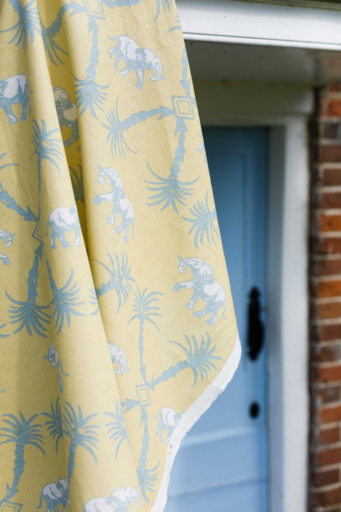 Elephant Palm Curtains | Made to Measure | Ochre/Blue