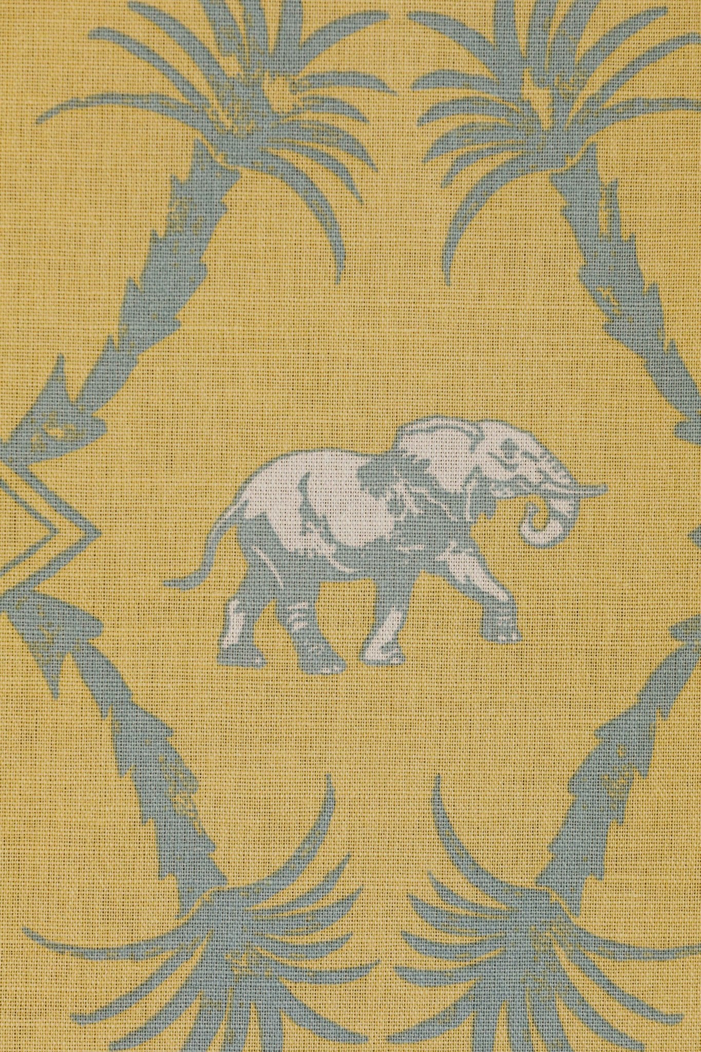 Elephant Palm Roman Blind | Made to Measure | Ochre/Blue