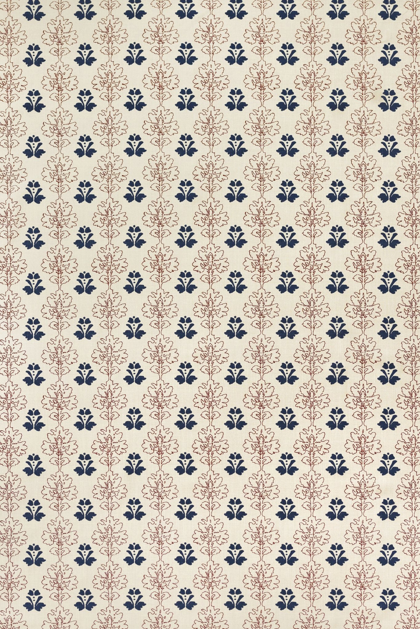 Floral Block Curtains | Made to Measure | Red/Navy