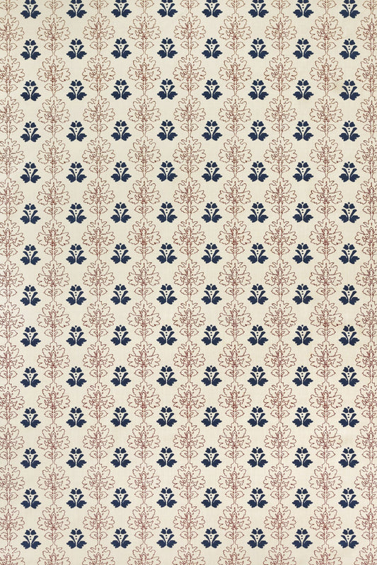 Floral Block Curtains | Made to Measure | Red/Navy