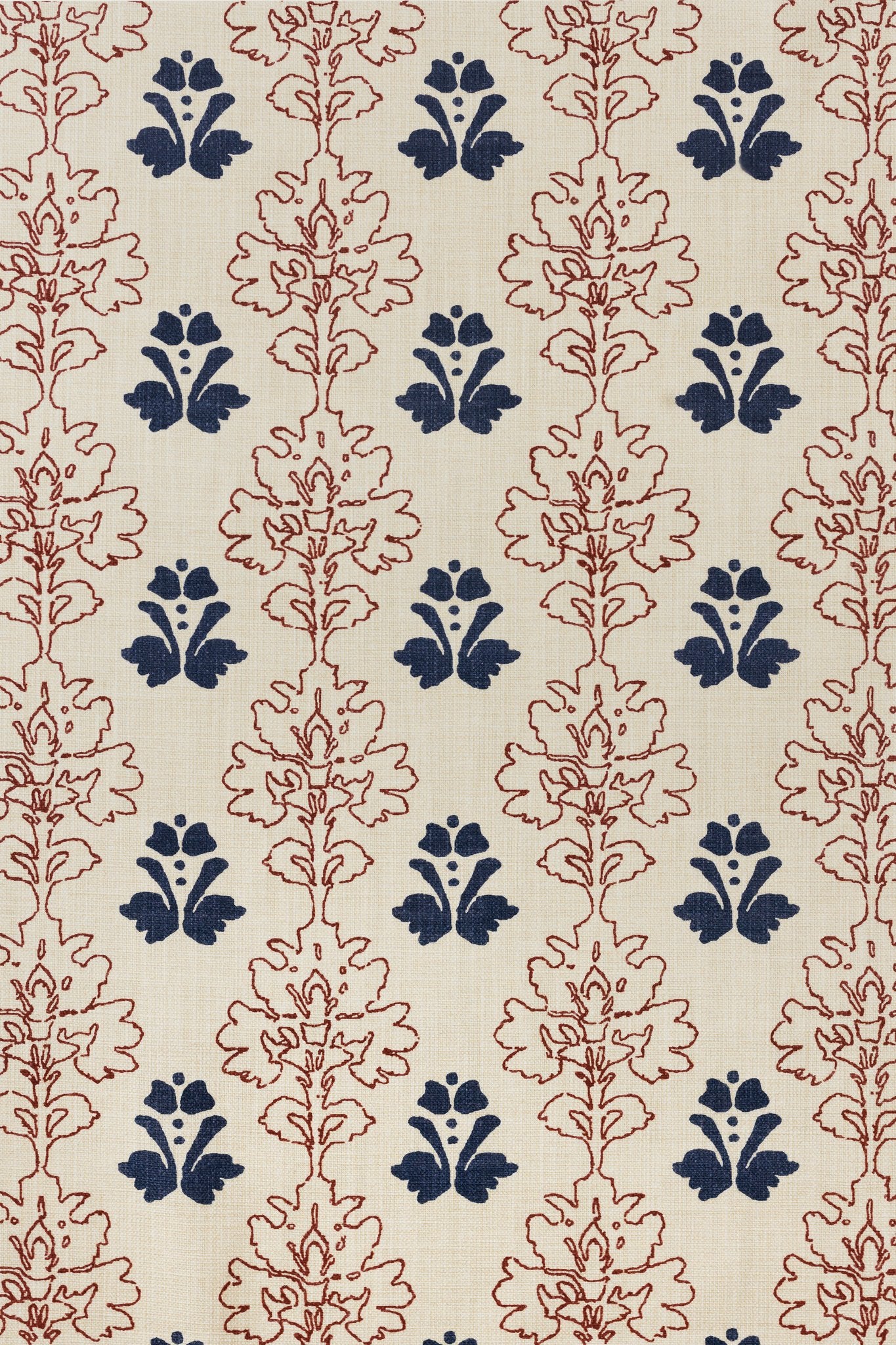 Floral Block Curtains | Made to Measure | Red/Navy