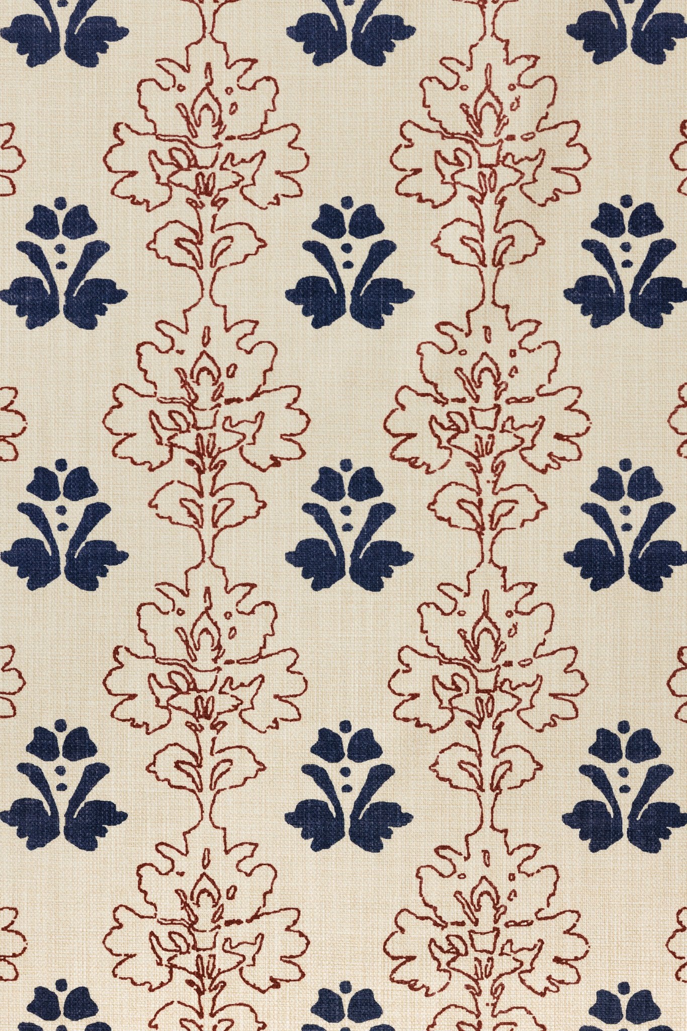 Floral Block Curtains | Made to Measure | Red/Navy