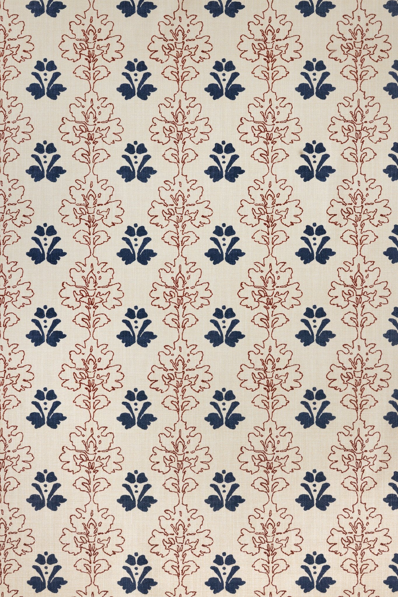 Floral Block Roman Blind | Made to Measure | Red/Navy