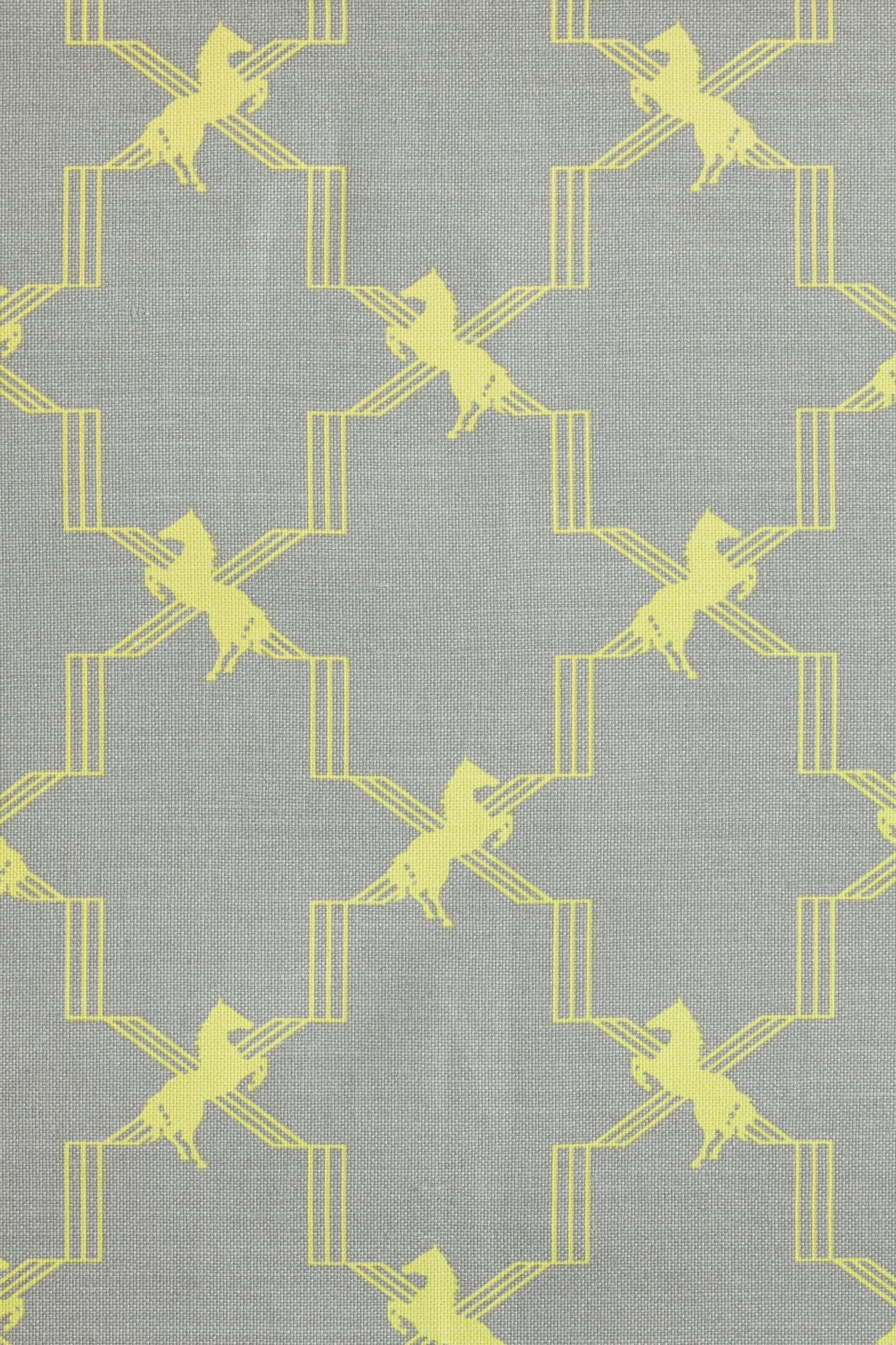 Horse Trellis Curtains | Made to Measure | Acid Yellow on Grey