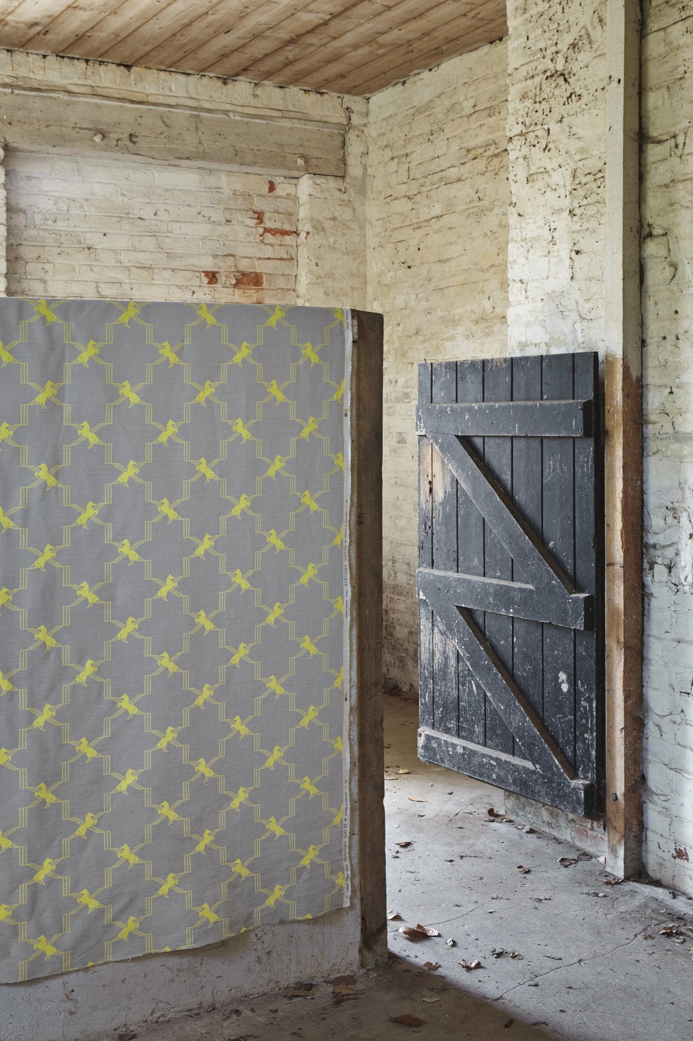 Horse Trellis Curtains | Made to Measure | Acid Yellow on Grey