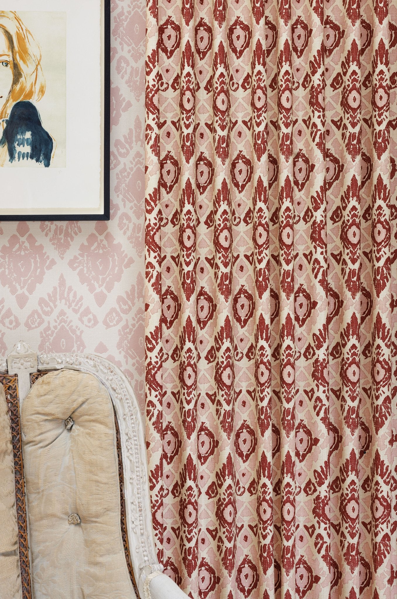 Ikat Curtains | Made to Measure | Red/Pink