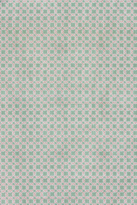 Lattice Cane Roman Blind | Made to Measure | Olive/Red