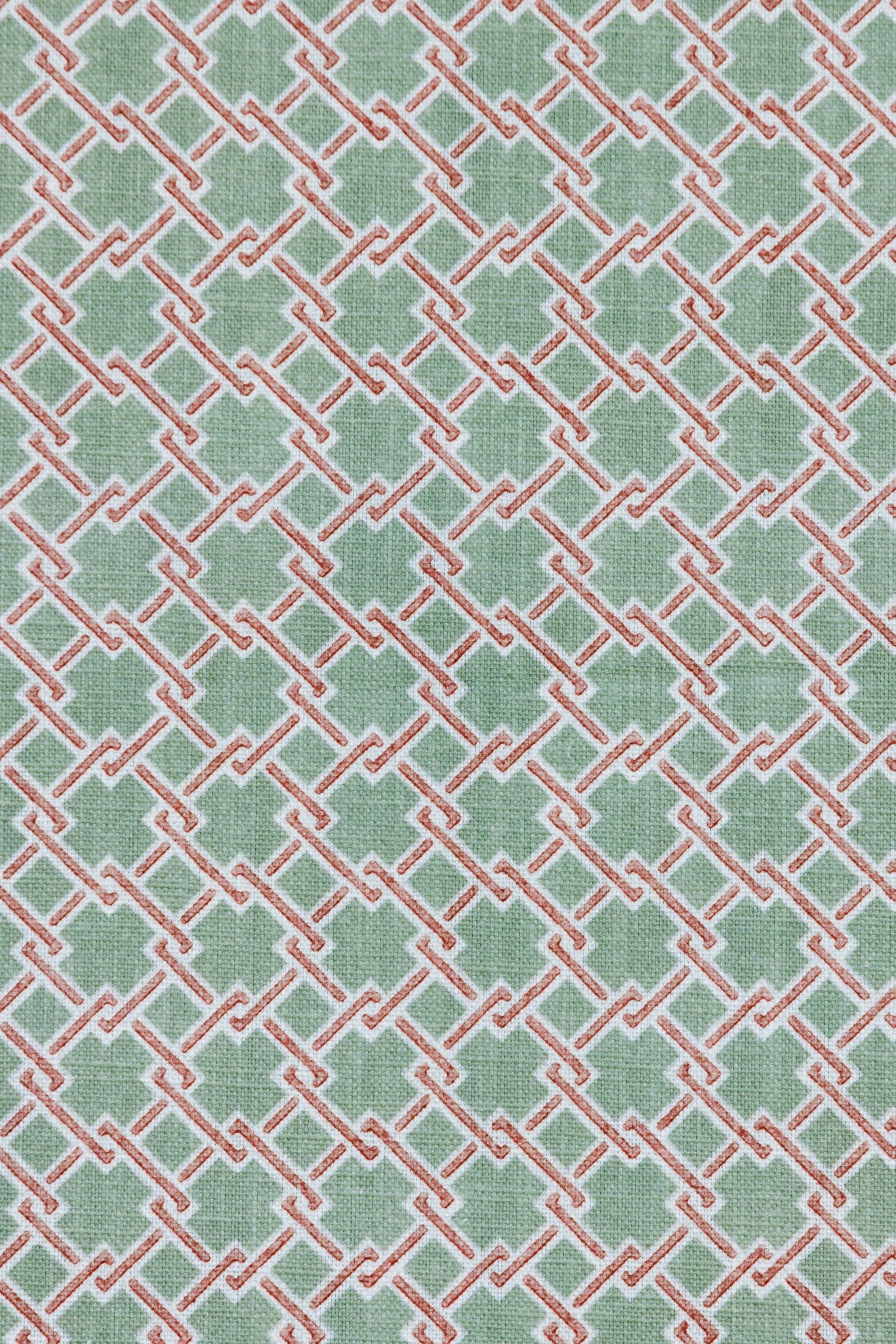 Lattice Cane Roman Blind | Made to Measure | Olive/Red