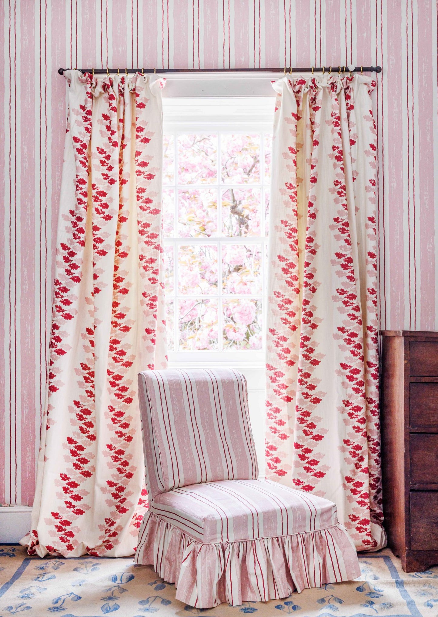 Oak Leaves Roman Blind | Made to Measure | Red/Pink