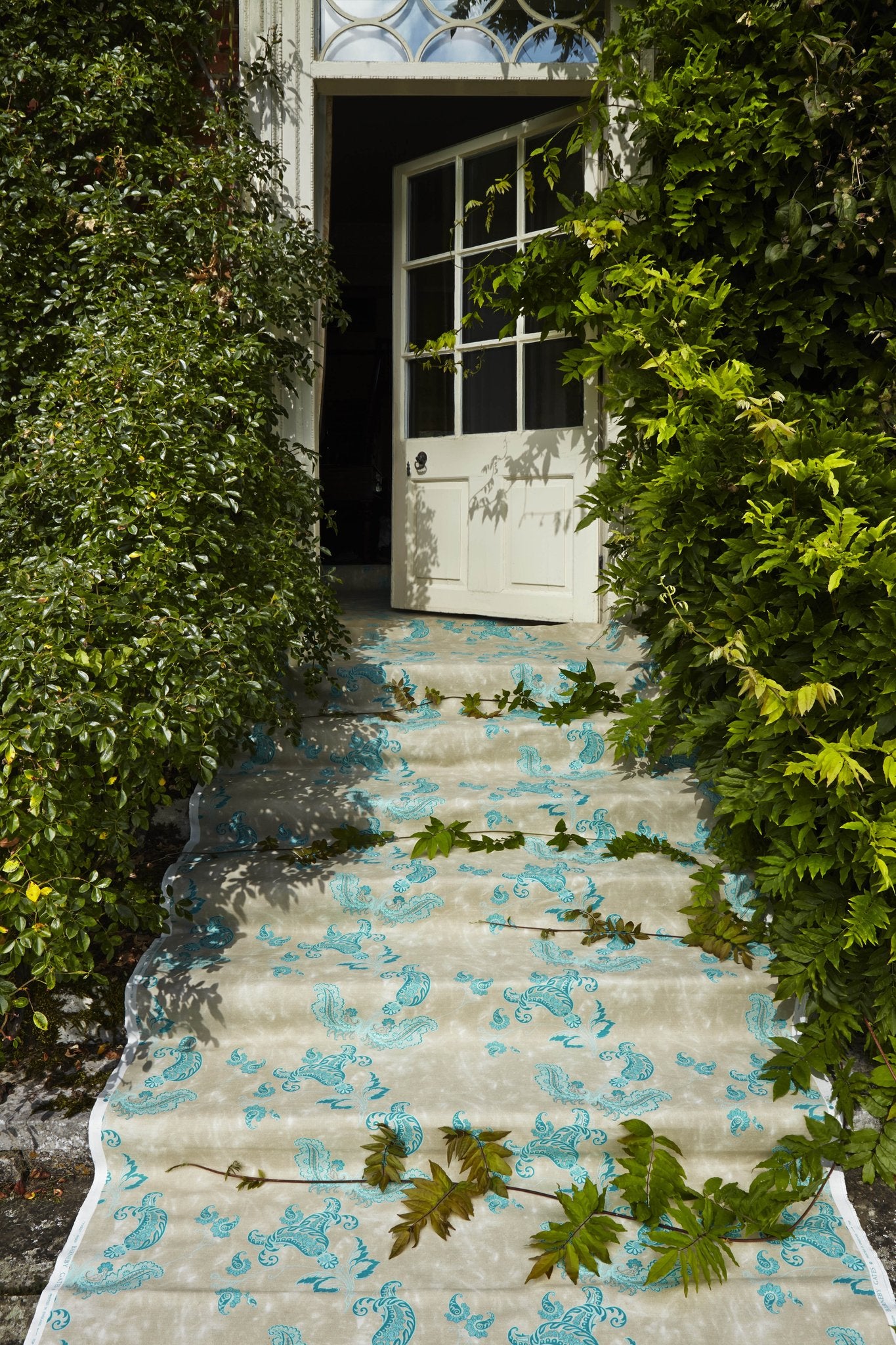 Paisley Curtains | Made to Measure | Turquoise on Old Grey