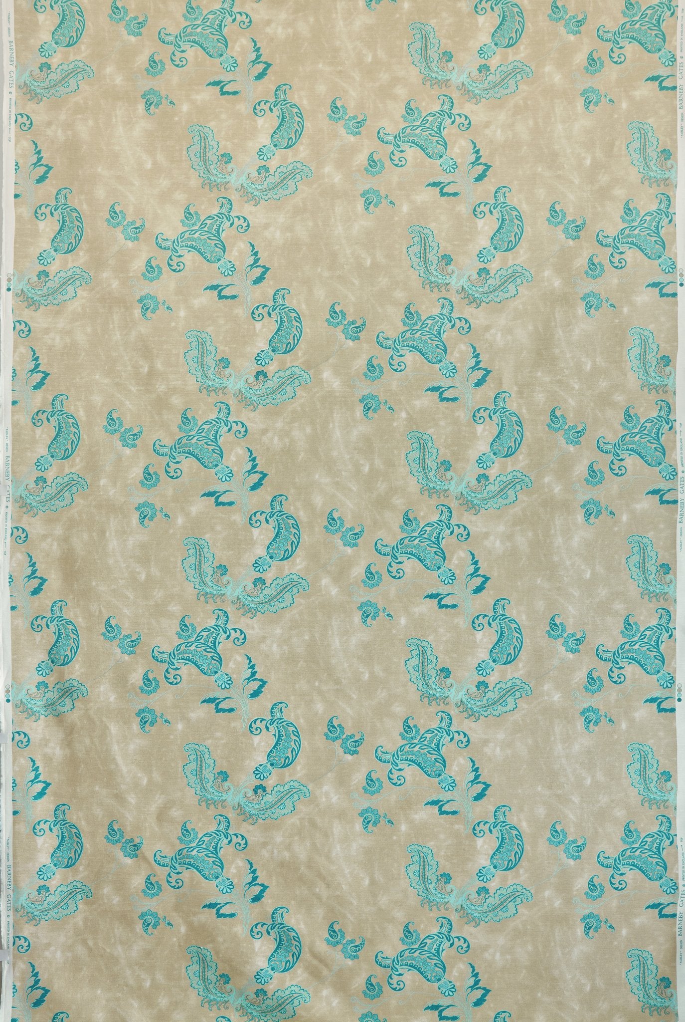 Paisley Curtains | Made to Measure | Turquoise on Old Grey