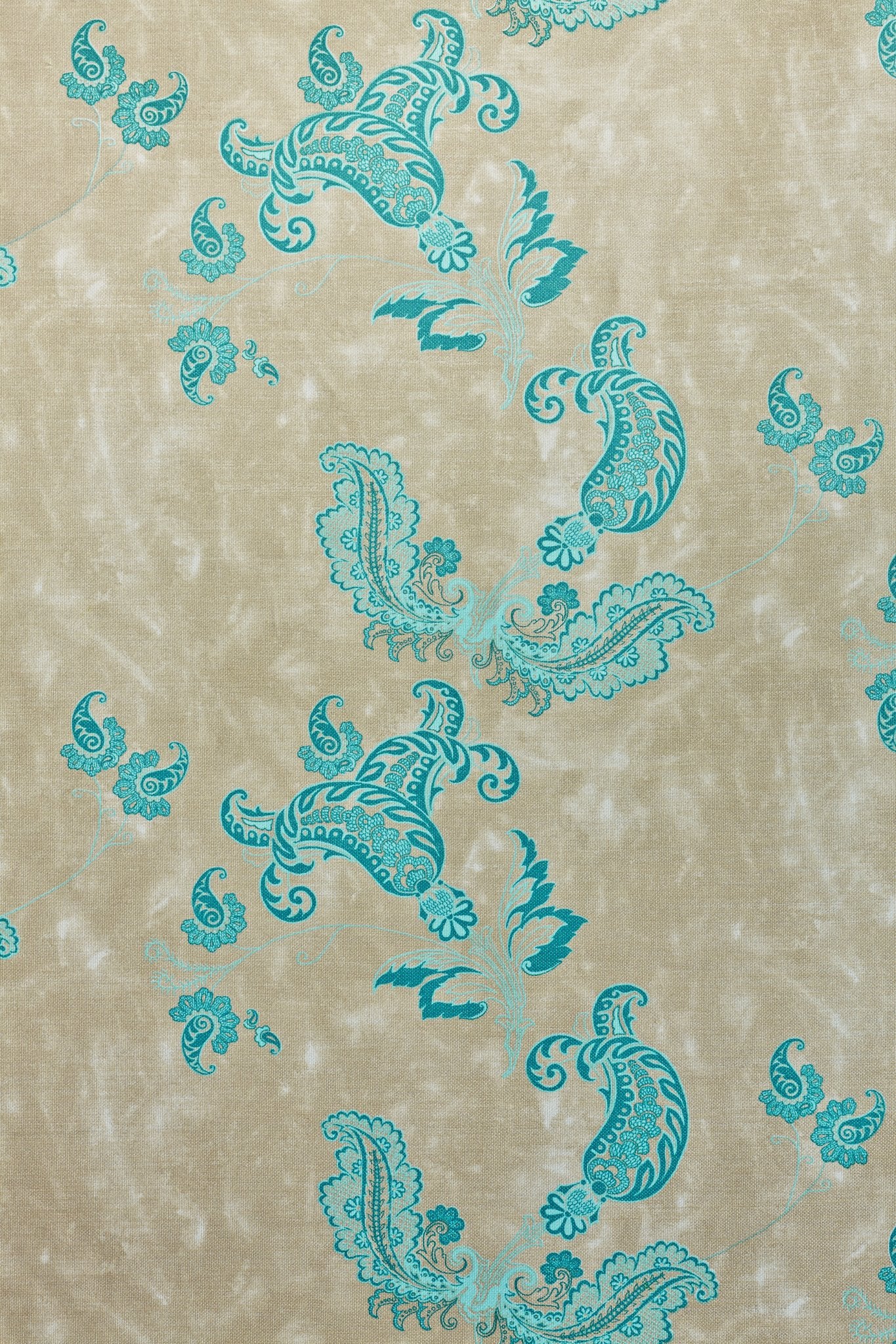 Paisley Curtains | Made to Measure | Turquoise on Old Grey