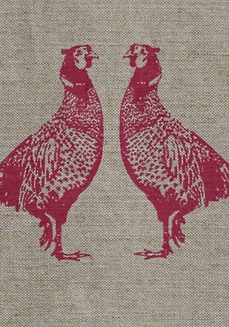 Pheasant Curtains | Made to Measure | Pink on Natural