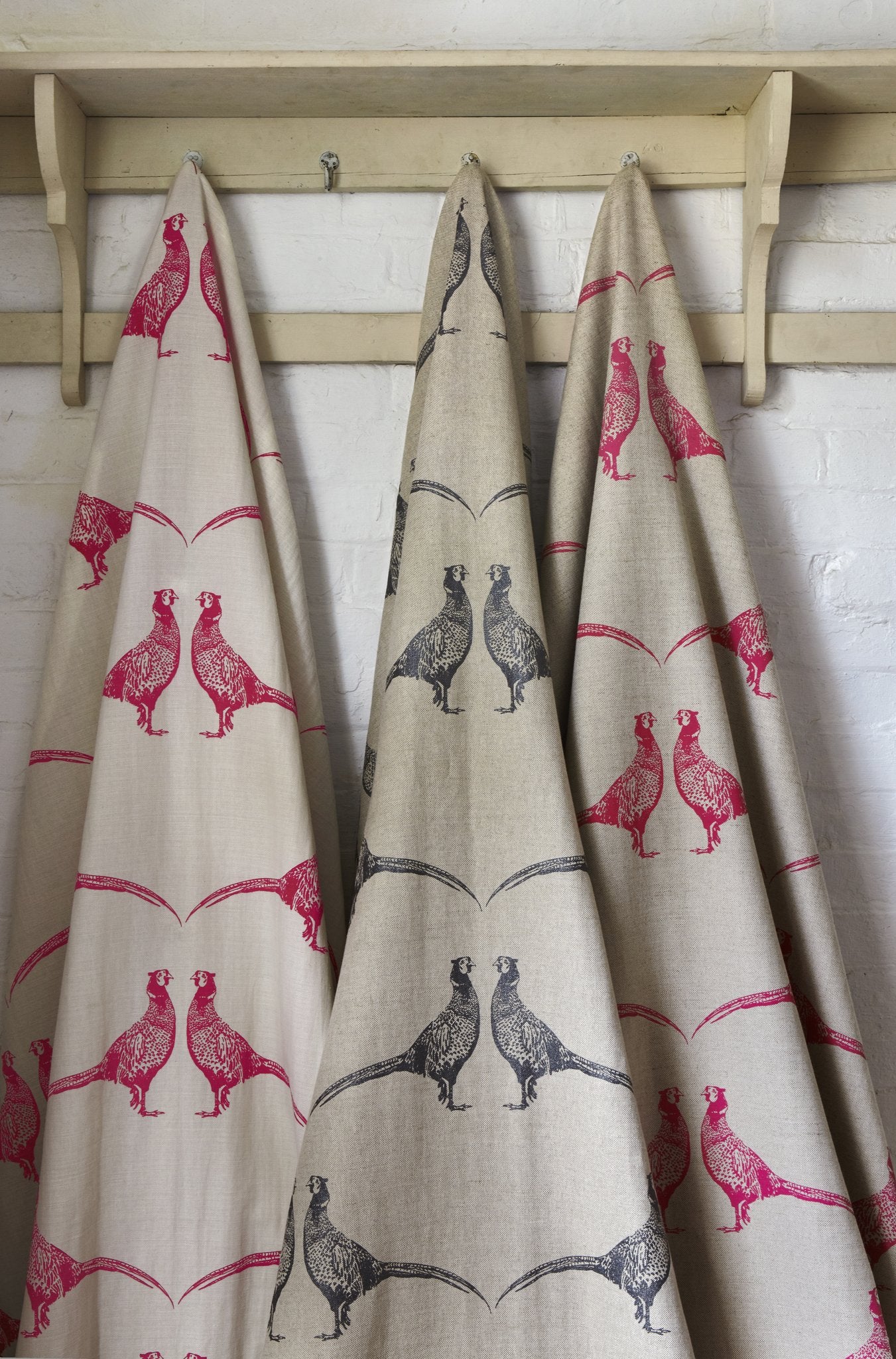 Pheasant Roman Blind | Made to Measure | Pink on Cream