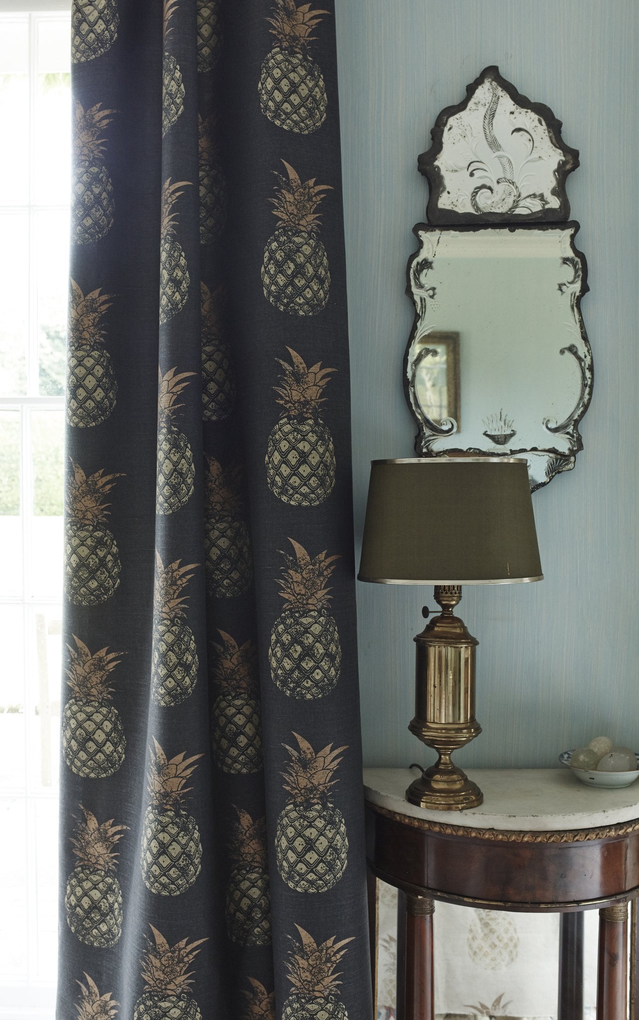 Pineapple Curtains | Made to Measure | Gold on Charcoal