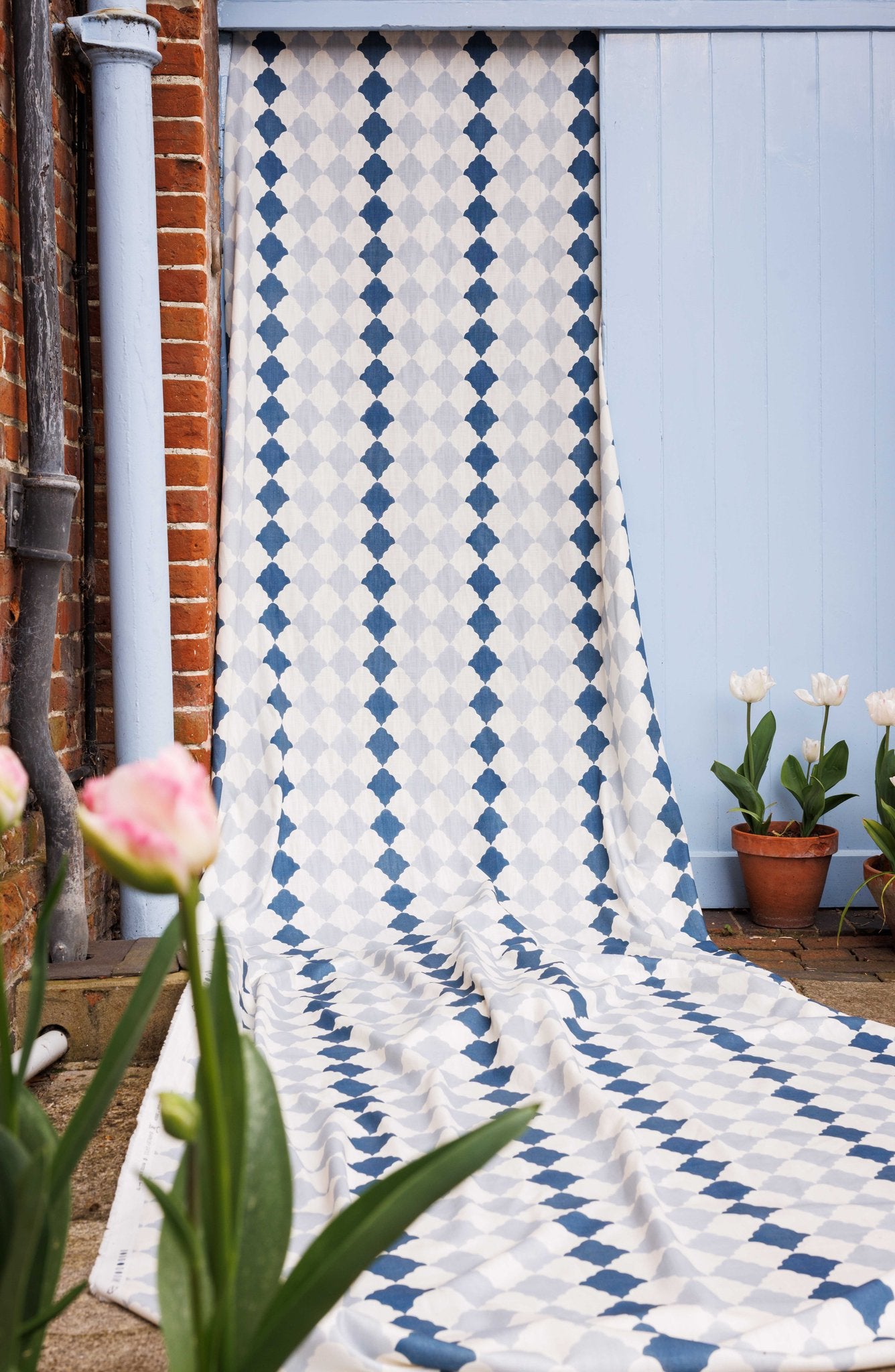 Quilted Harlequin Curtains | Made to Measure | Two Blues