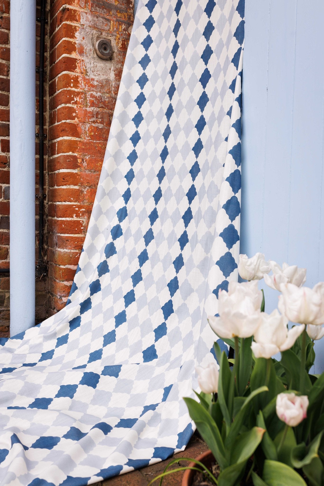 Quilted Harlequin Curtains | Made to Measure | Two Blues