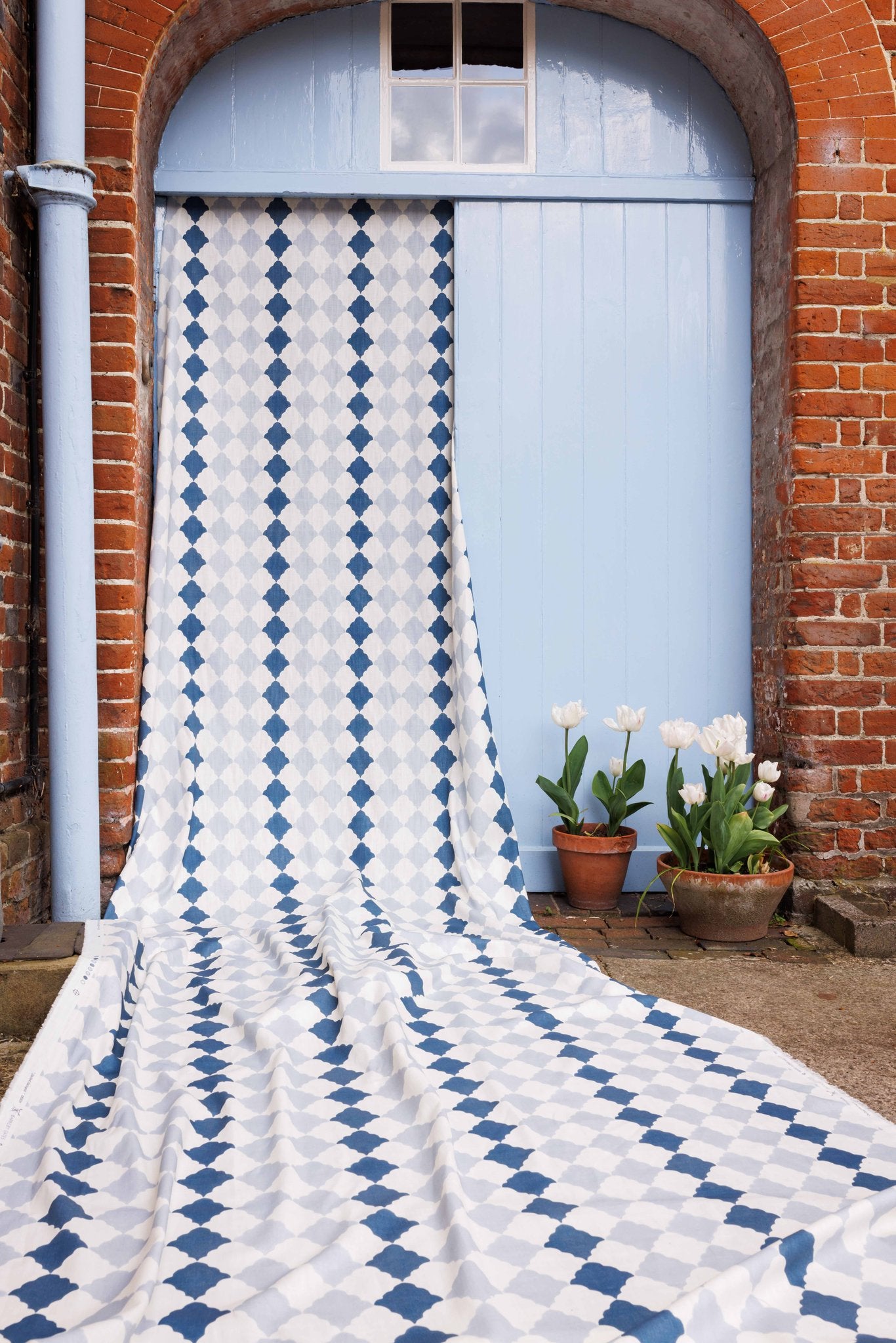 Quilted Harlequin Roman Blind | Made to Measure | Two Blues