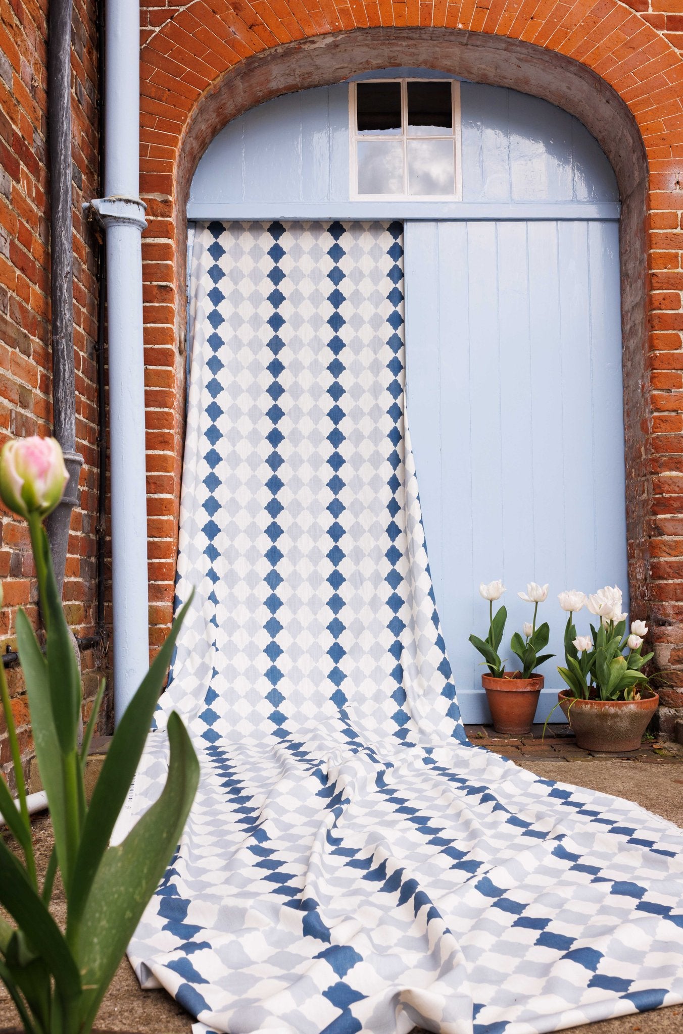 Quilted Harlequin Roman Blind | Made to Measure | Two Blues