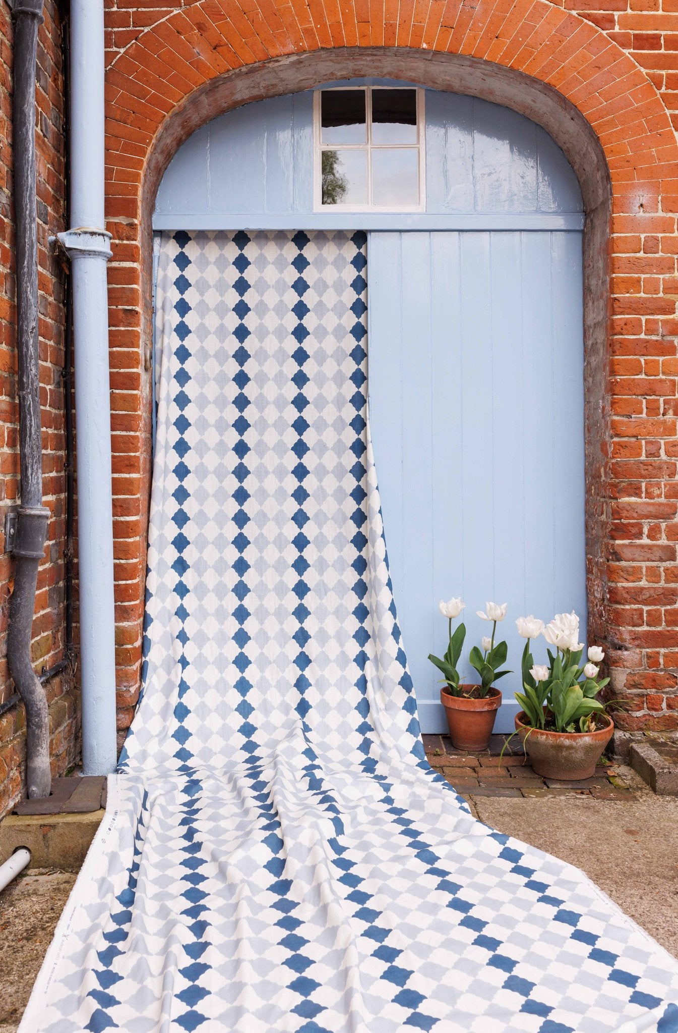 Quilted Harlequin Roman Blind | Made to Measure | Two Blues
