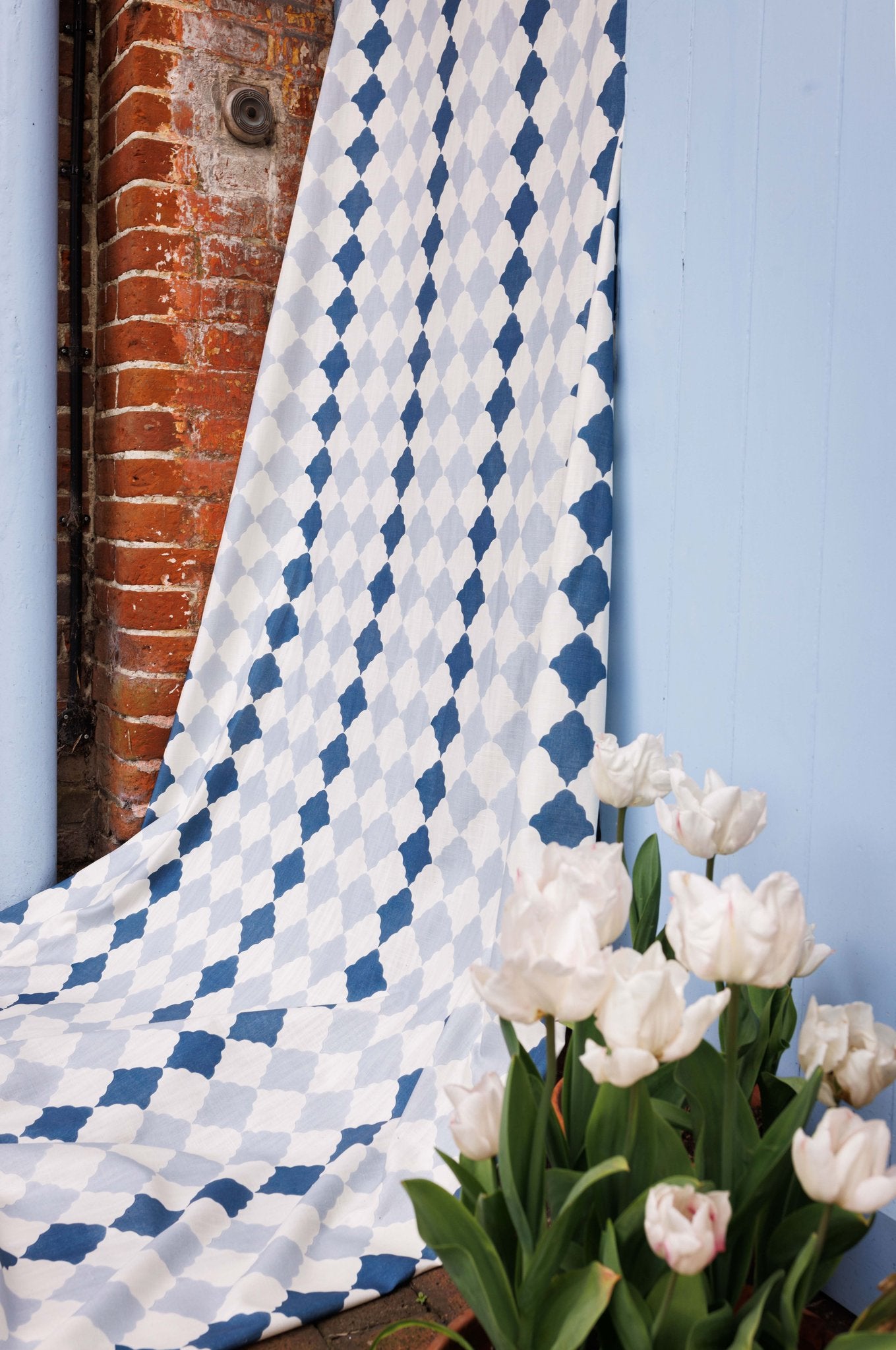 Quilted Harlequin Roman Blind | Made to Measure | Two Blues