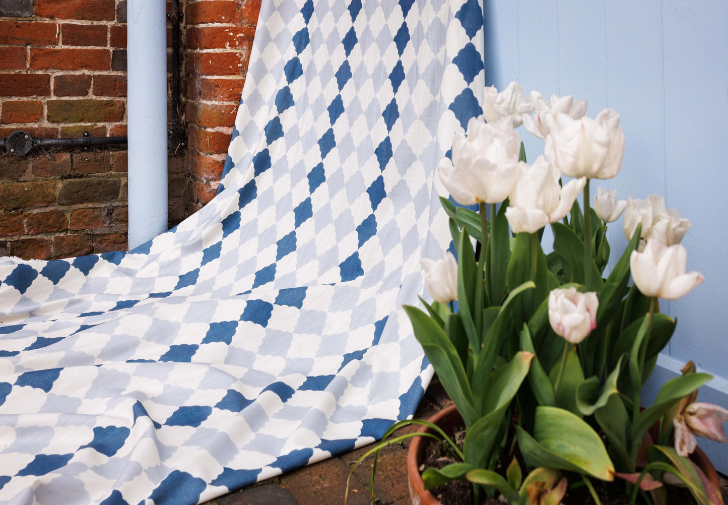 Quilted Harlequin Roman Blind | Made to Measure | Two Blues