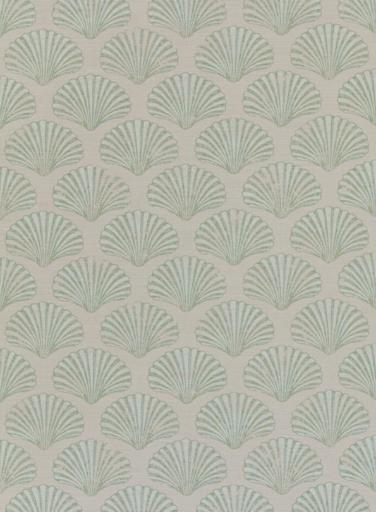 Scallop Shell Roman Blind | Made to Measure | Plaster / Green