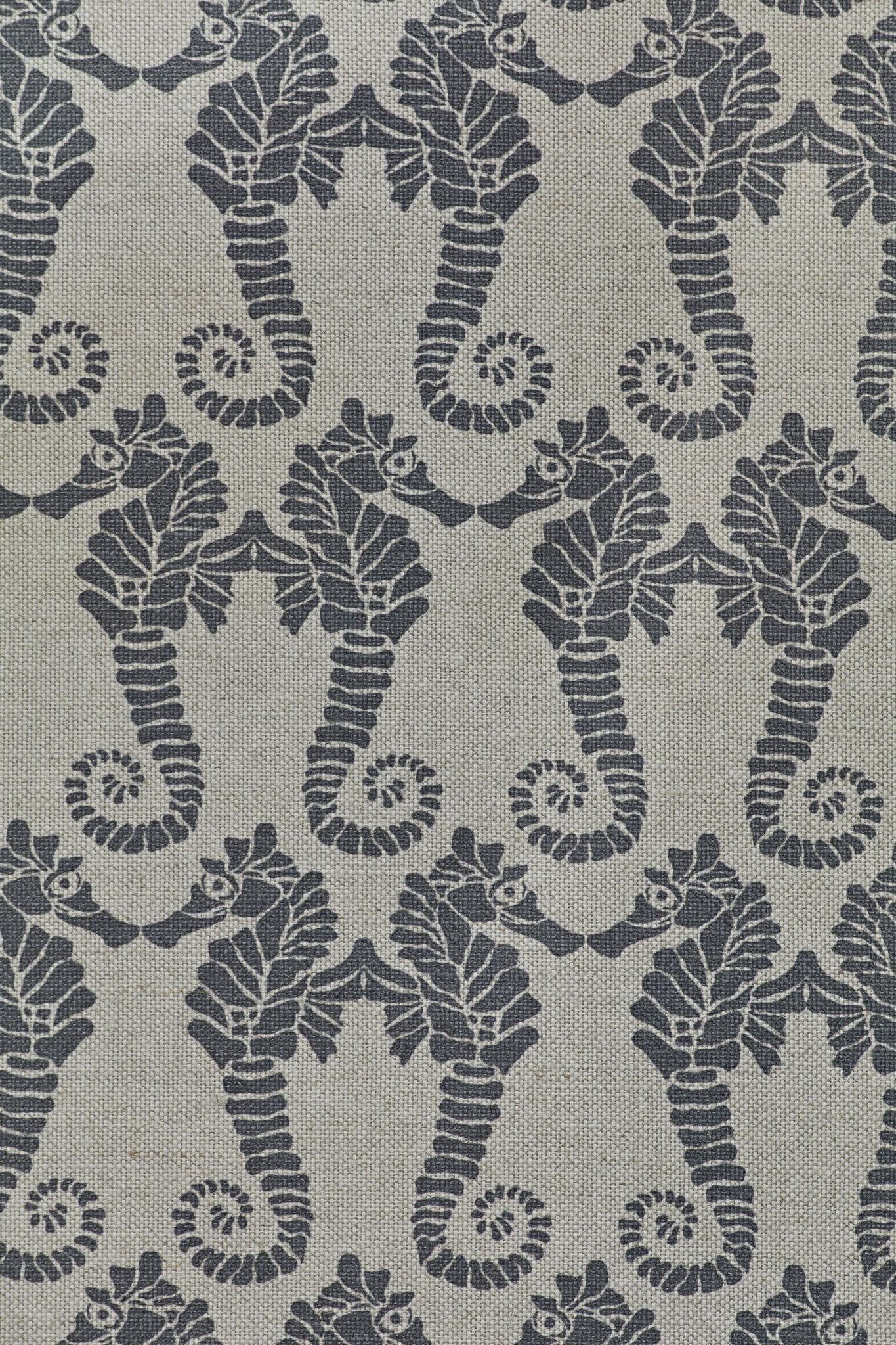 Seahorse Curtains | Made to Measure | Charcoal on Natural