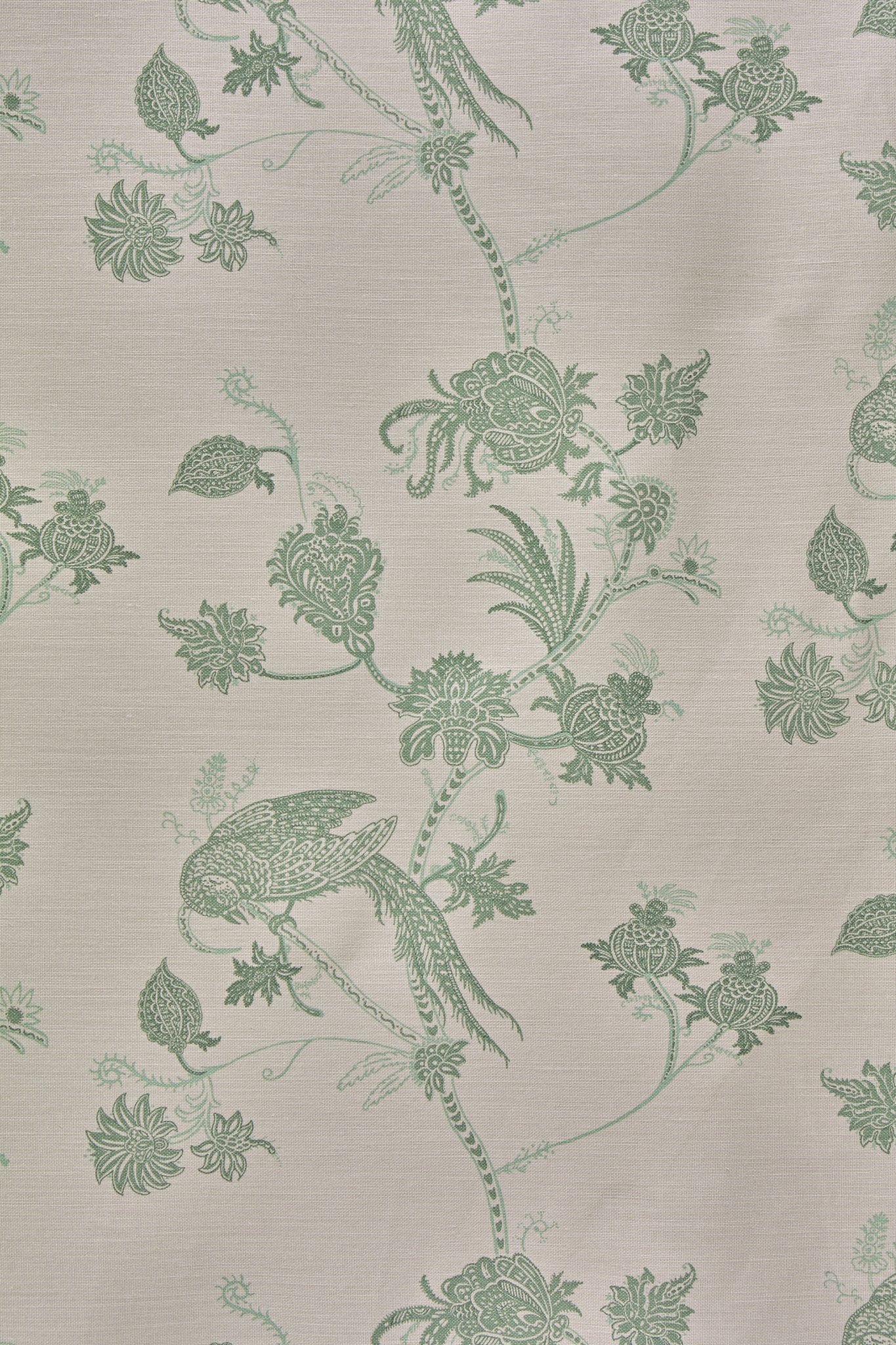 Vintage Bird Trail Curtains | Made to Measure | Plaster / Green