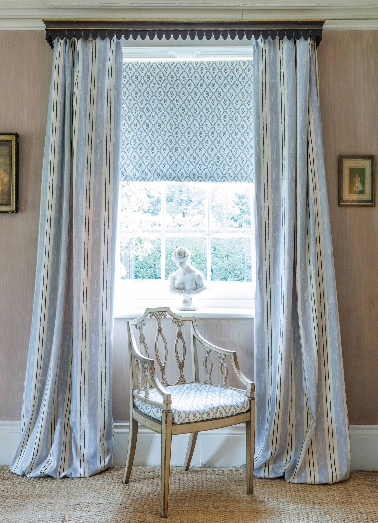 Wild Strawberry Trellis Curtains | Made to Measure | China Blue