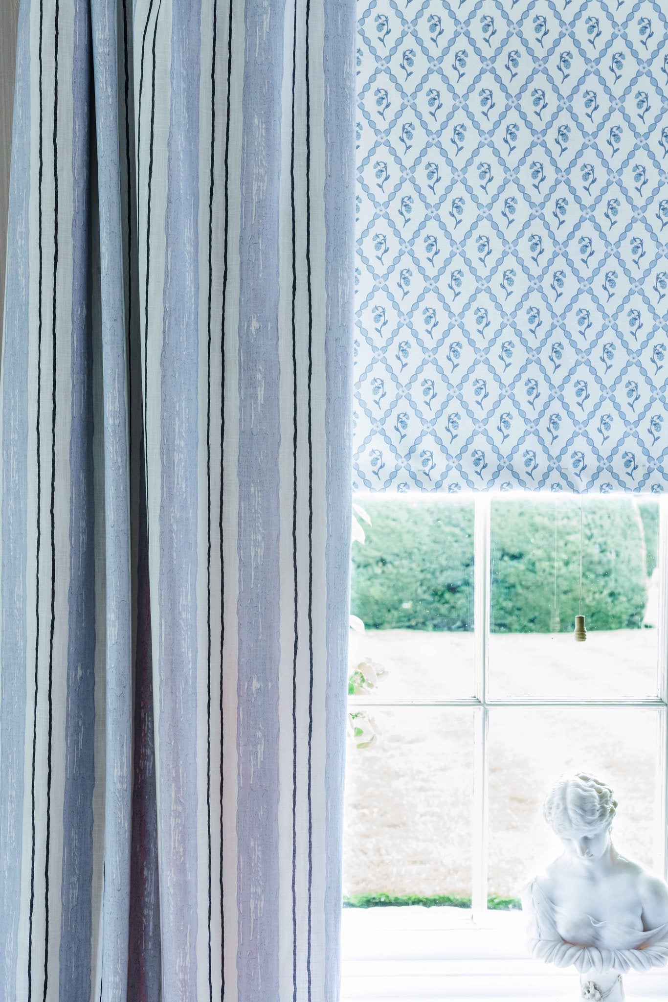 Wild Strawberry Trellis Curtains | Made to Measure | China Blue