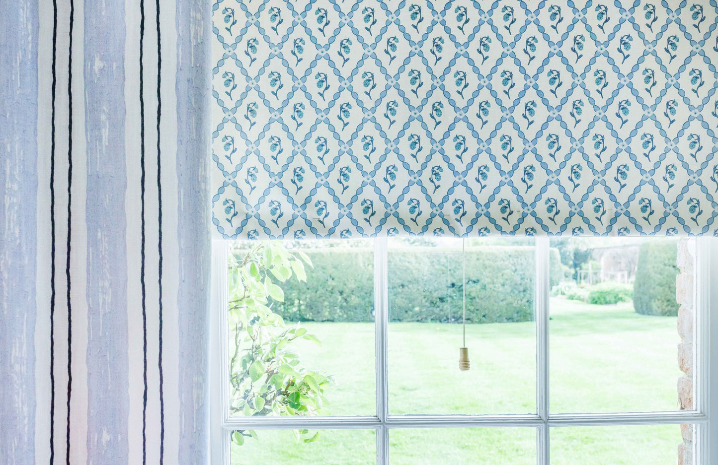 Wild Strawberry Trellis Curtains | Made to Measure | China Blue