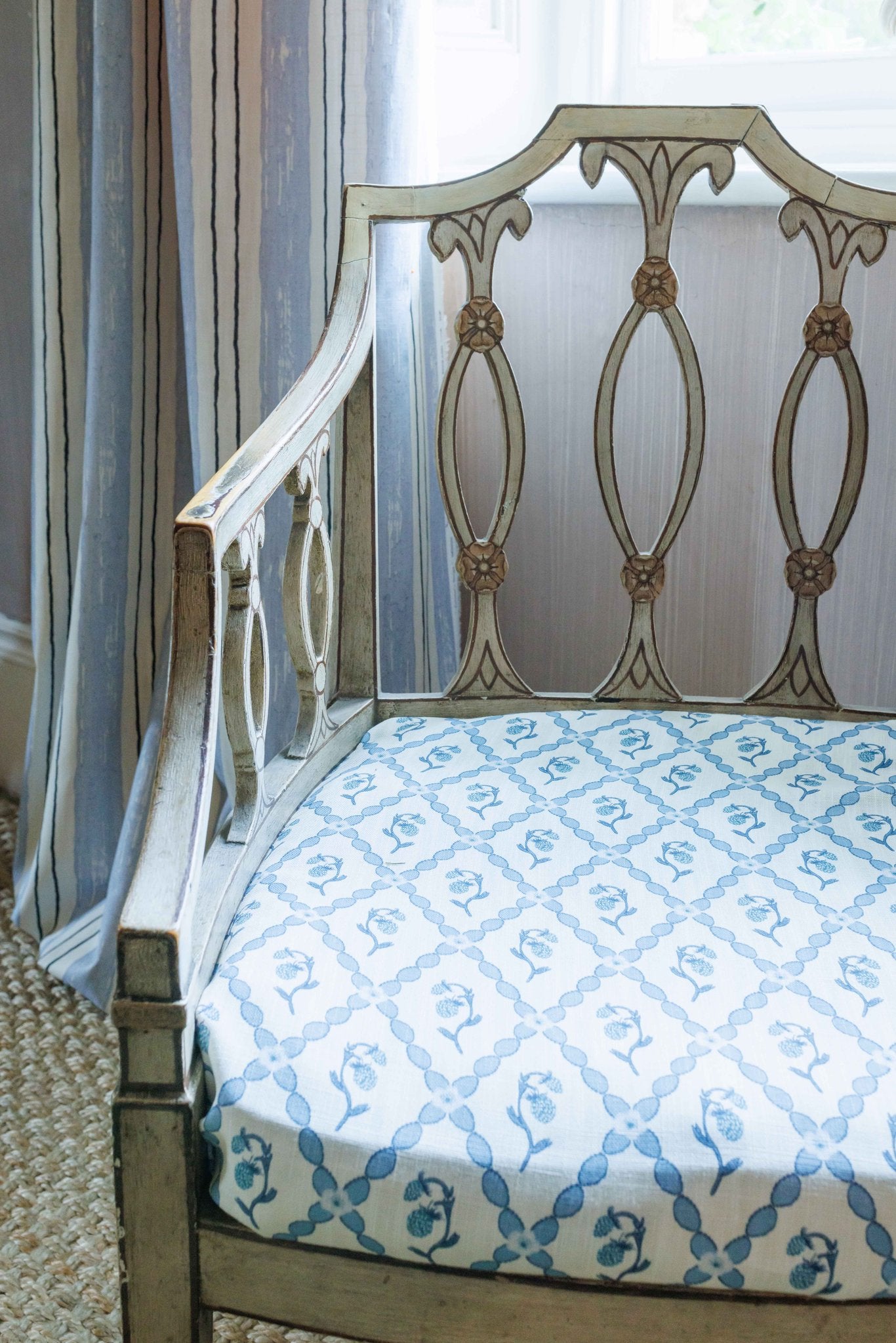 Wild Strawberry Trellis Curtains | Made to Measure | China Blue