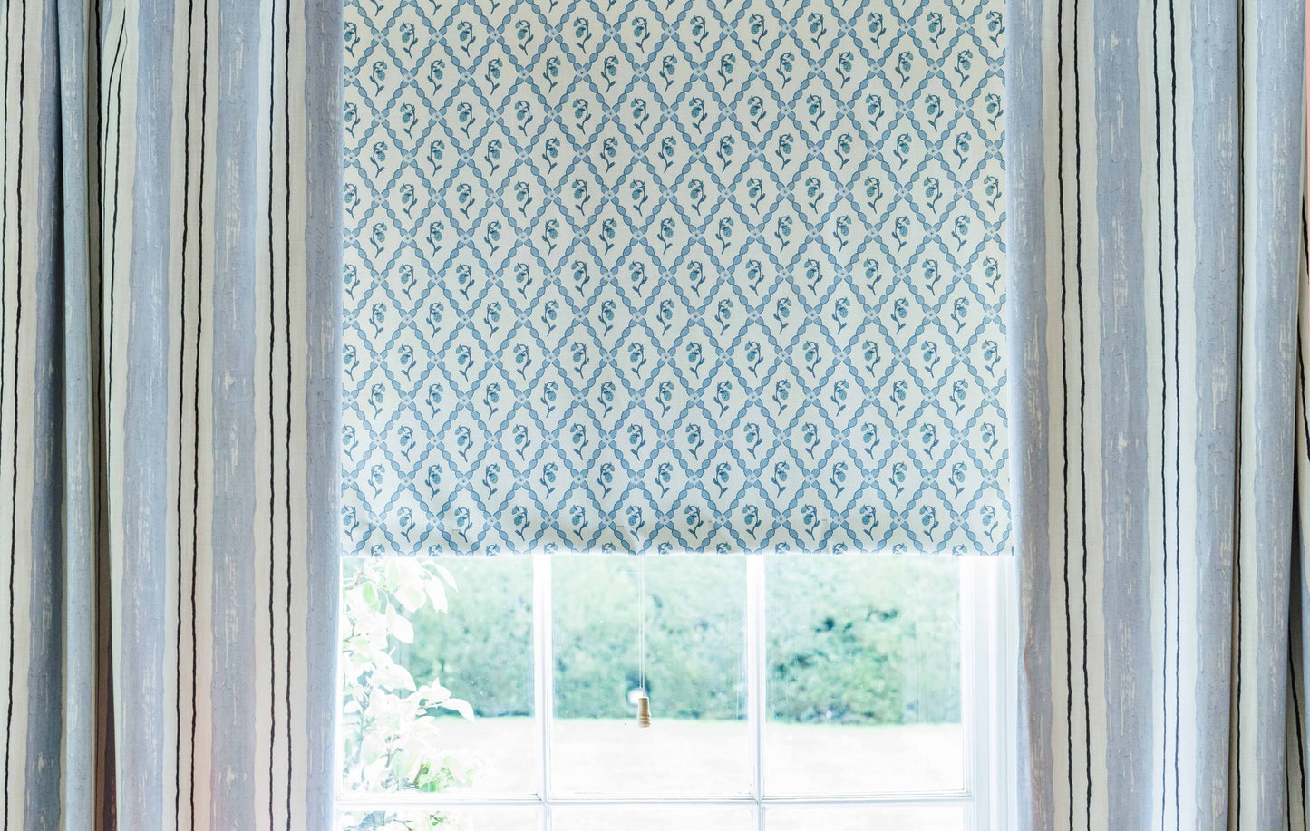 Wild Strawberry Trellis Curtains | Made to Measure | China Blue