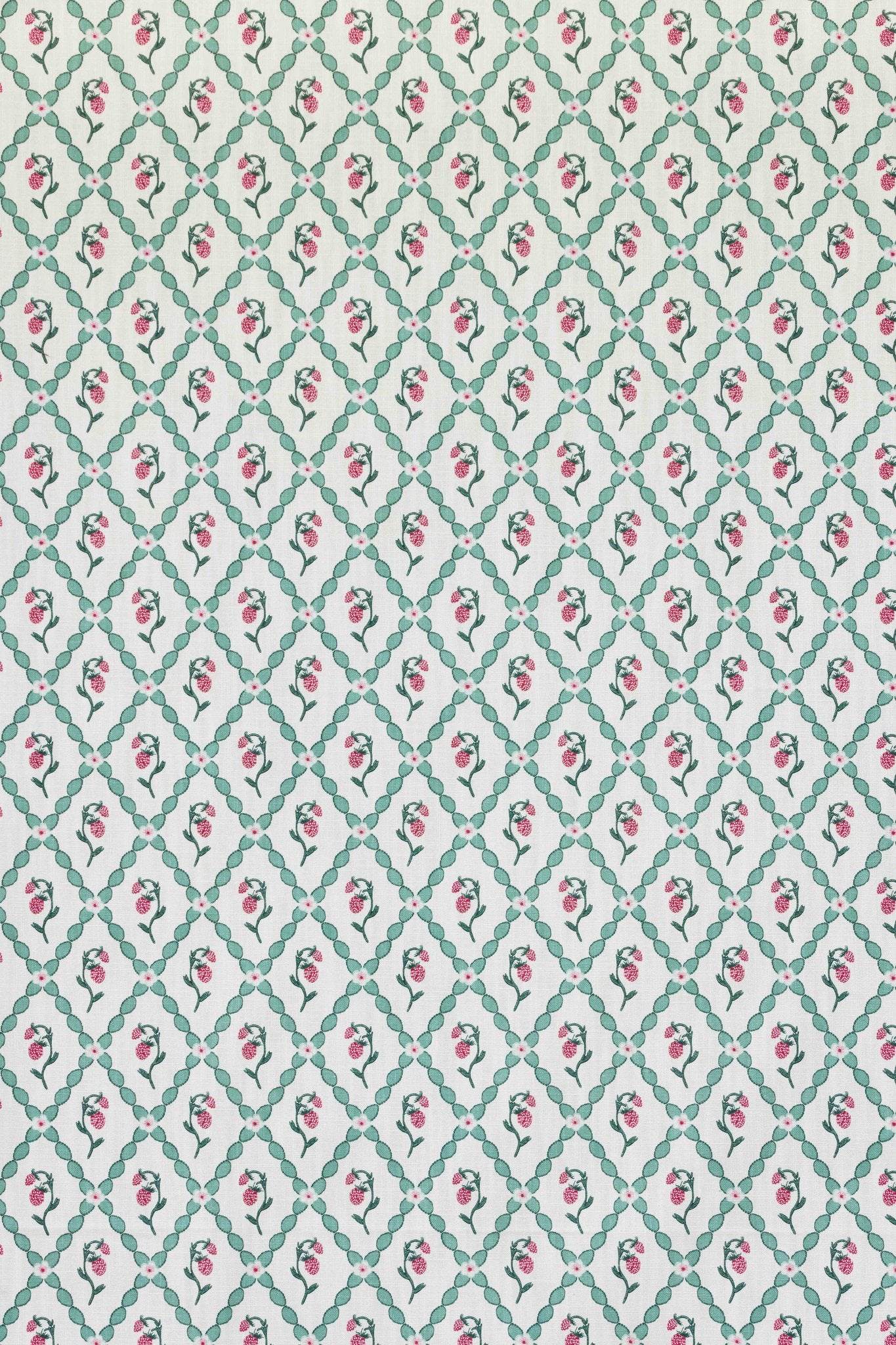 Wild Strawberry Trellis Curtains | Made to Measure | Vintage Cream
