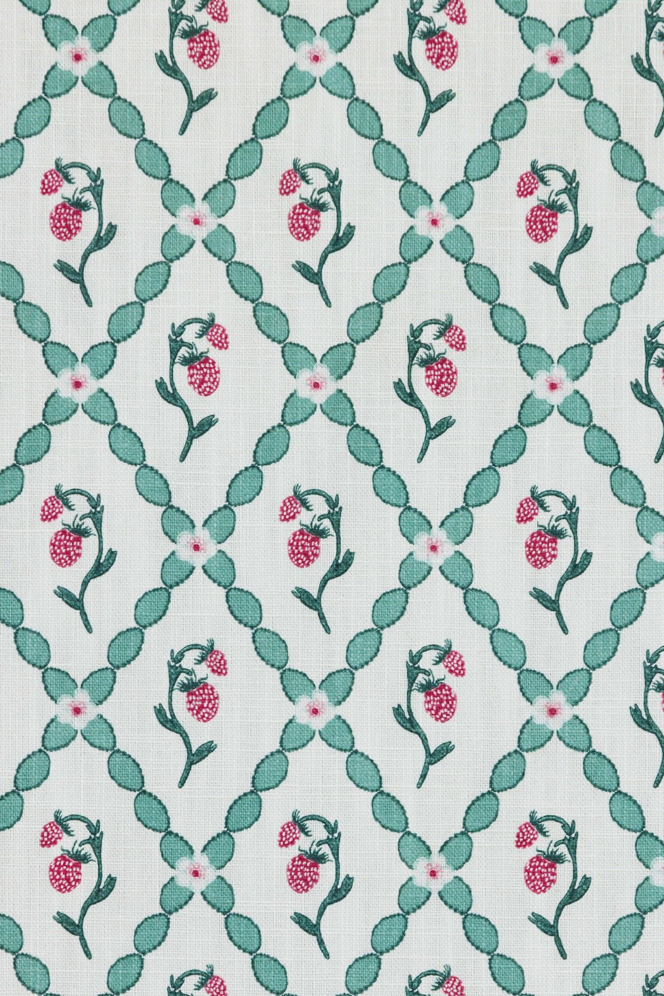 Wild Strawberry Trellis Curtains | Made to Measure | Vintage Cream
