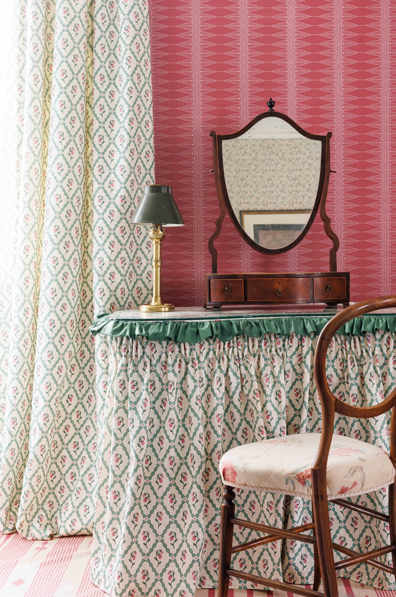 Wild Strawberry Trellis Curtains | Made to Measure | Vintage Cream