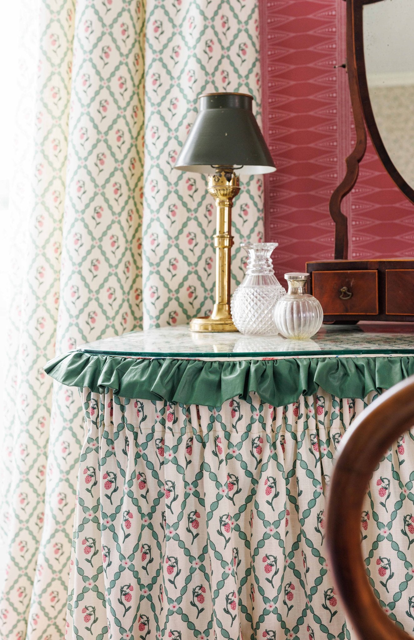 Wild Strawberry Trellis Curtains | Made to Measure | Vintage Cream