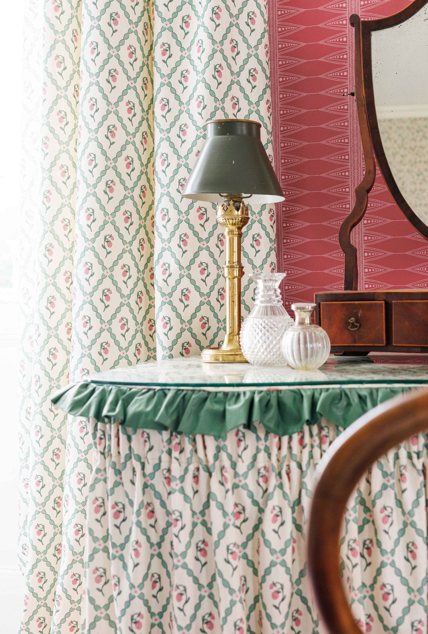 Wild Strawberry Trellis Curtains | Made to Measure | Vintage Cream