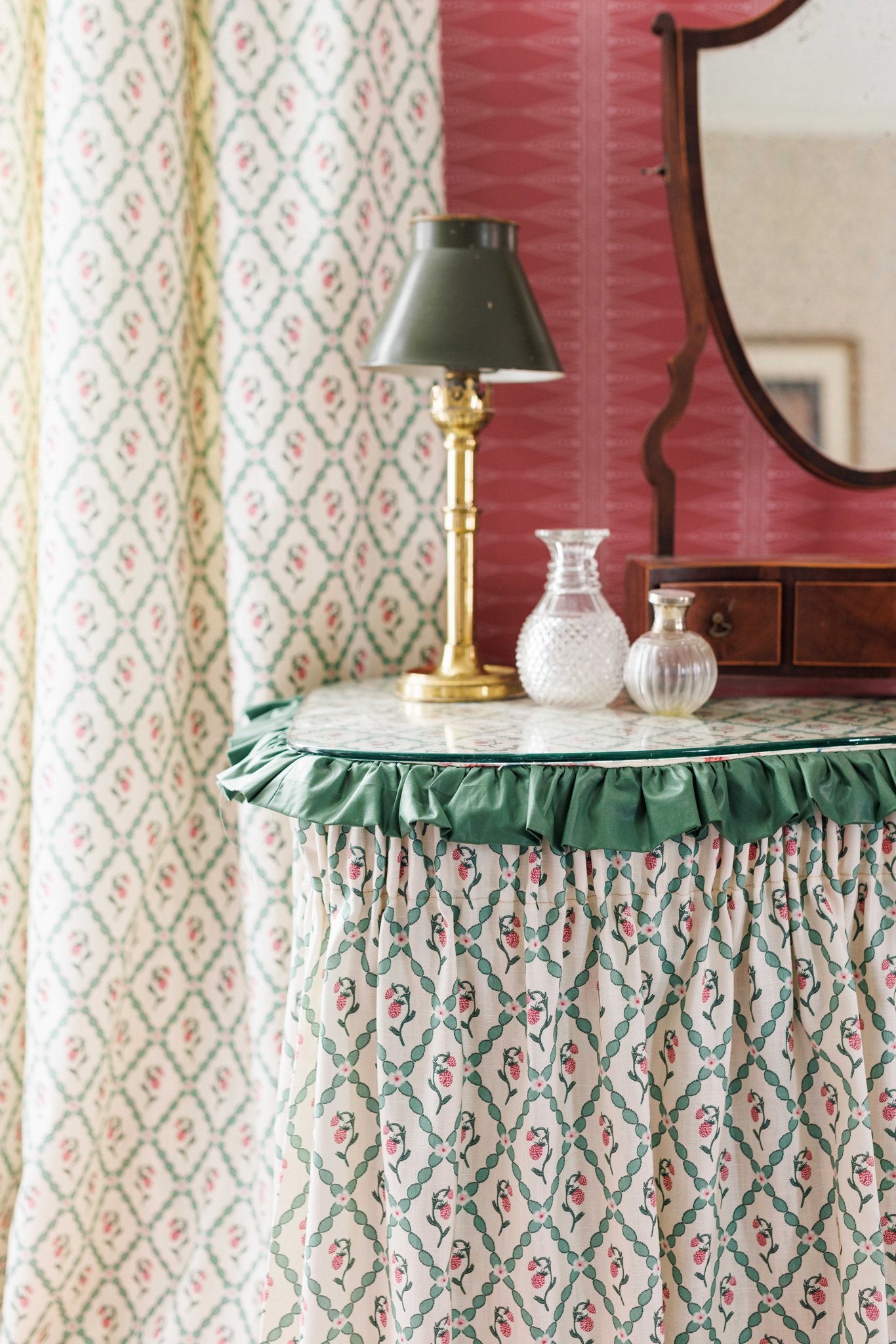 Wild Strawberry Trellis Curtains | Made to Measure | Vintage Cream